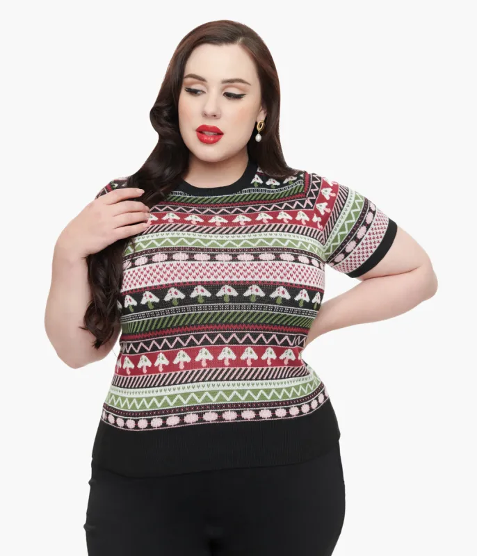 Unique Vintage Plus Size 1950s Mushroom Jacquard Sweater sold by Unique Vintage