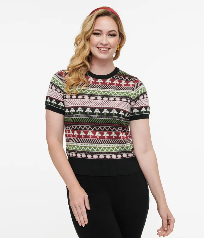 Unique Vintage 1950s Mushroom Jacquard Sweater sold by Unique Vintage