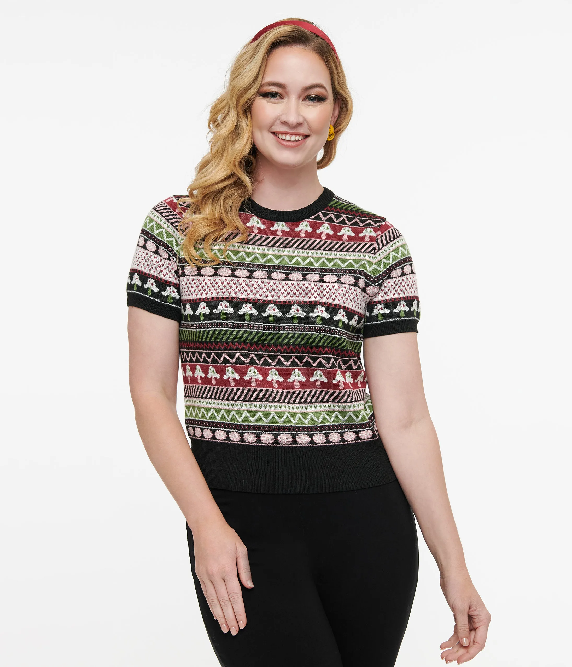 Unique Vintage 1950s Mushroom Jacquard Sweater sold by Unique Vintage