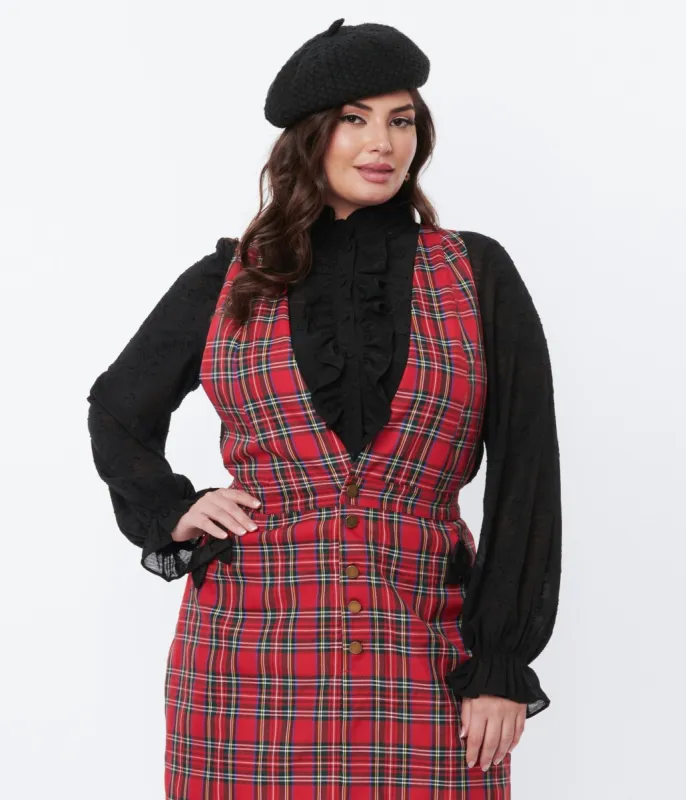 Smak Parlour Black Floral Ruffle Neck Blouse sold by Unique Vintage