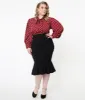 Unique Vintage Plus Size 1960s Black Fishtail Lizette Wiggle Skirt sold by Unique Vintage