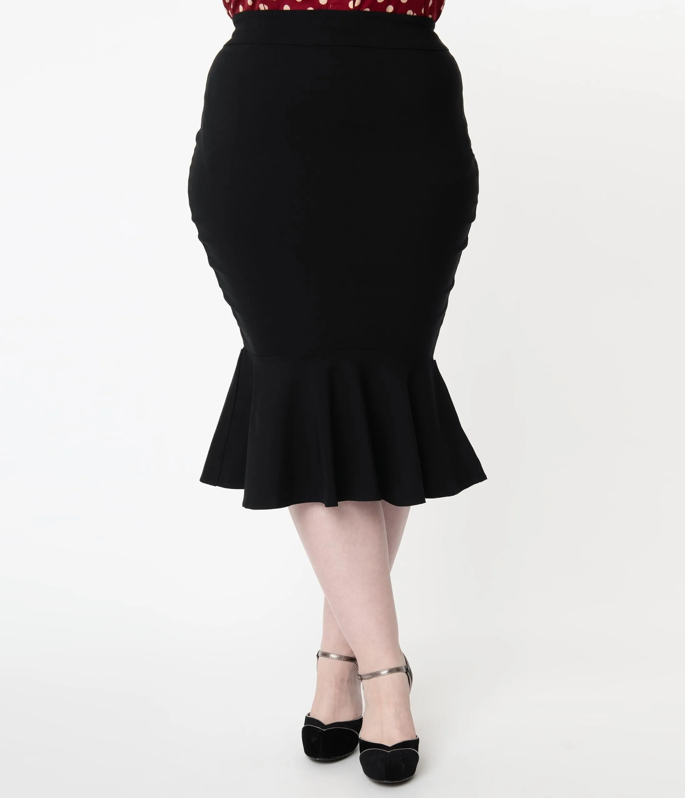 Unique Vintage Plus Size 1960s Black Fishtail Lizette Wiggle Skirt sold by Unique Vintage product image thumbnail 2