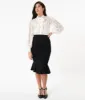 Unique Vintage 1940s Black Fishtail Lizette Wiggle Skirt sold by Unique Vintage