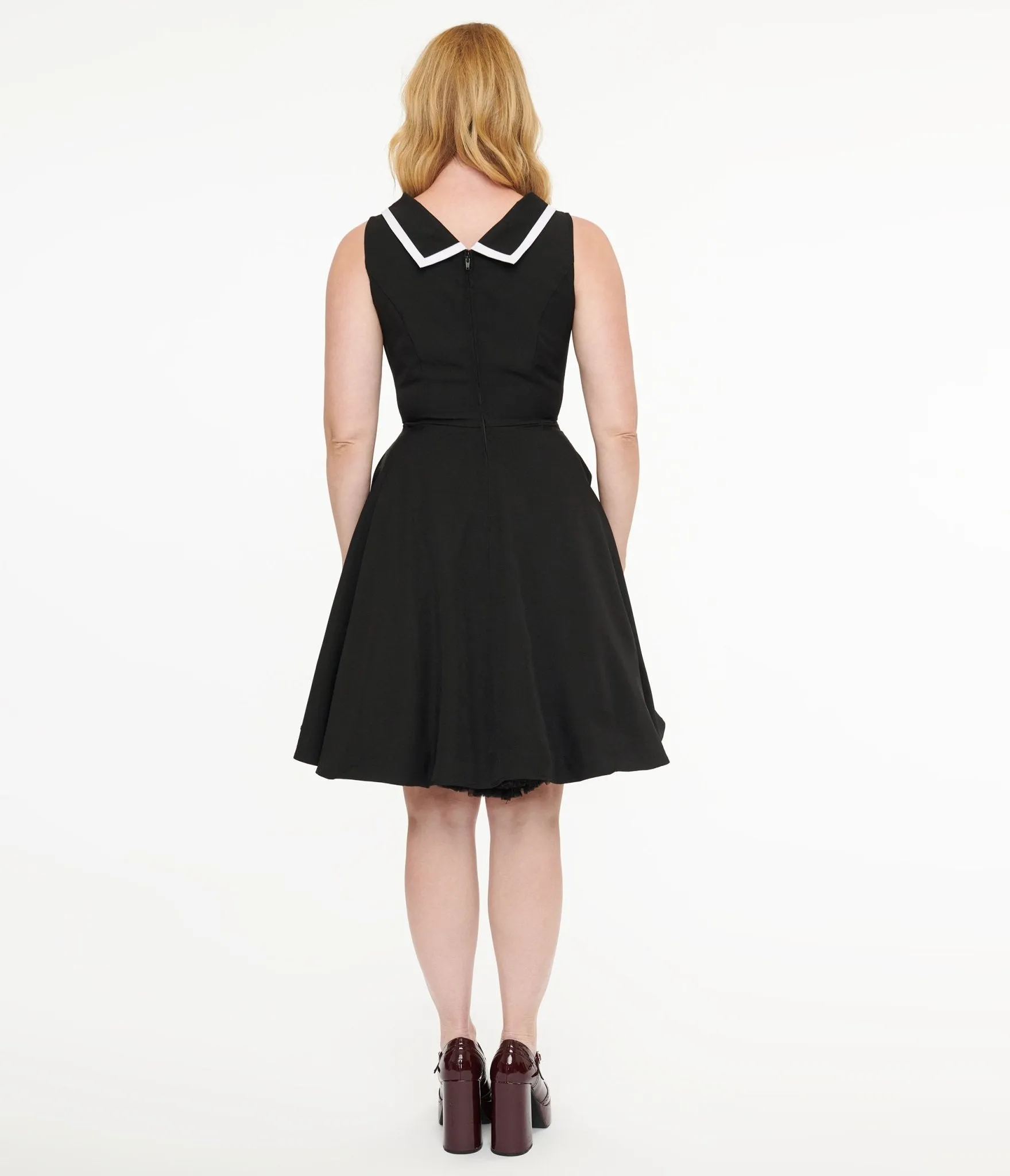 Orchid Bloom 1950s White Collar Black Dress sold by Unique Vintage product image thumbnail 2