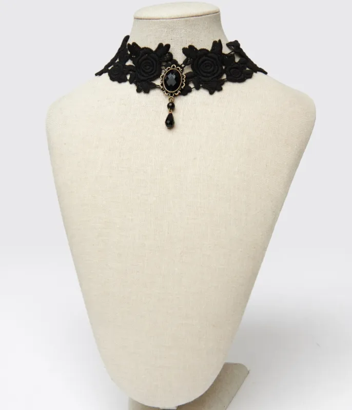 Black Lace Gothic Choker sold by Unique Vintage