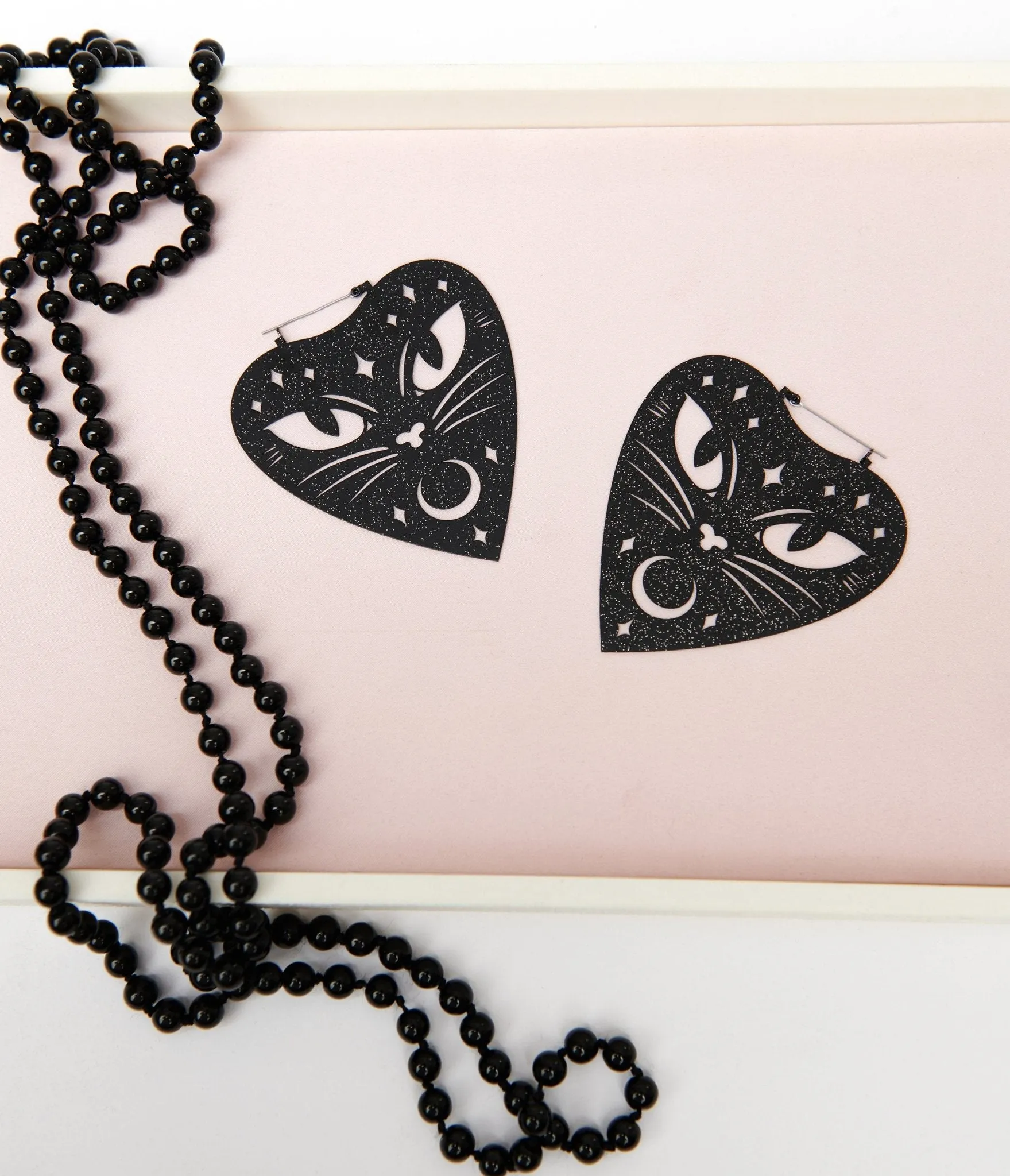 Black Cat Ouija Planchette Earrings sold by Unique Vintage