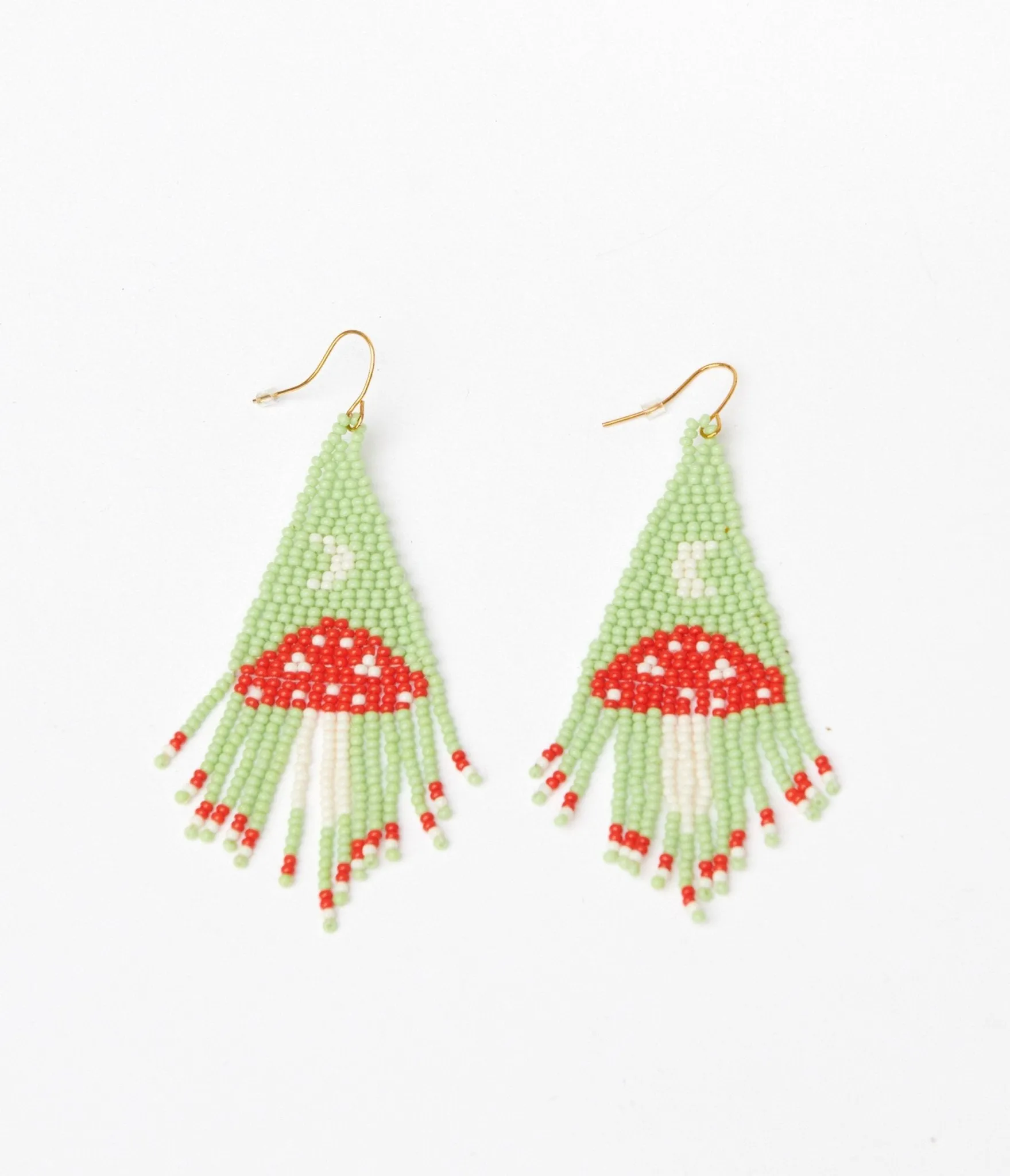 Mint & Red Mushroom Beaded Earrings sold by Unique Vintage product image thumbnail 2