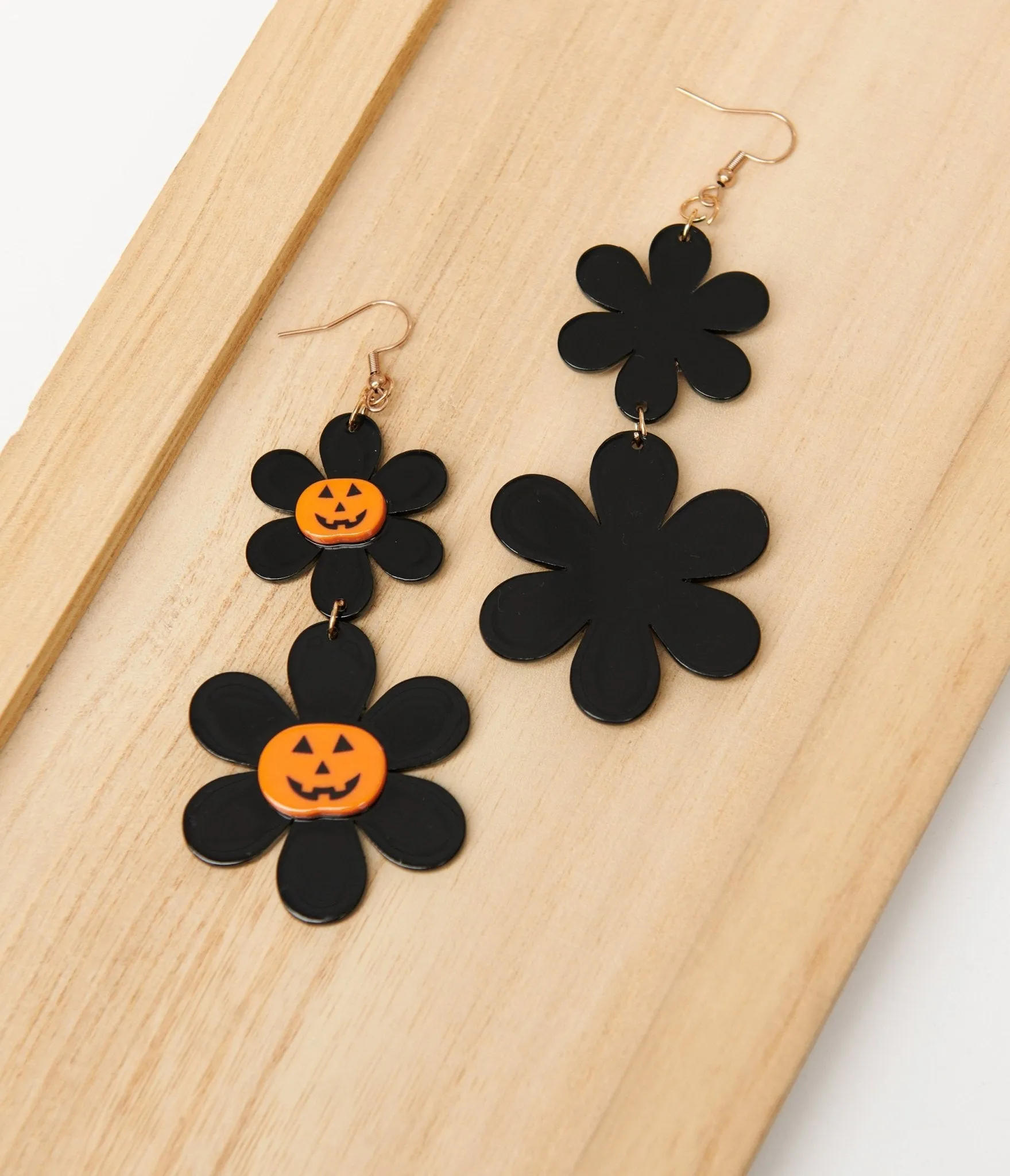 1960s Groovy Jack O Lantern Flower Power Earrings sold by Unique Vintage product image thumbnail 2