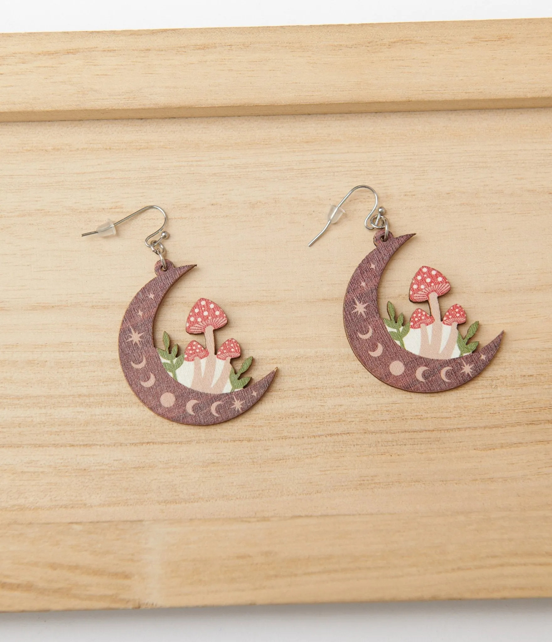 Red Toadstool & Celestial Moon Earrings sold by Unique Vintage