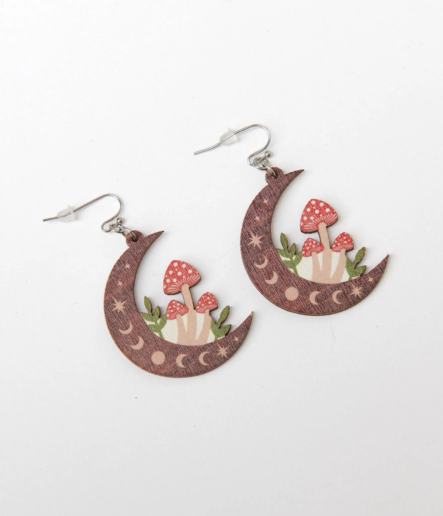 Red Toadstool & Celestial Moon Earrings sold by Unique Vintage product image thumbnail 2