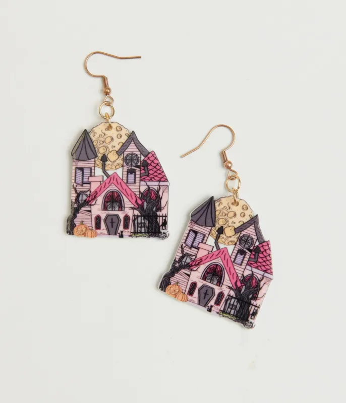 Haunted But Cute Halloween House Earrings sold by Unique Vintage