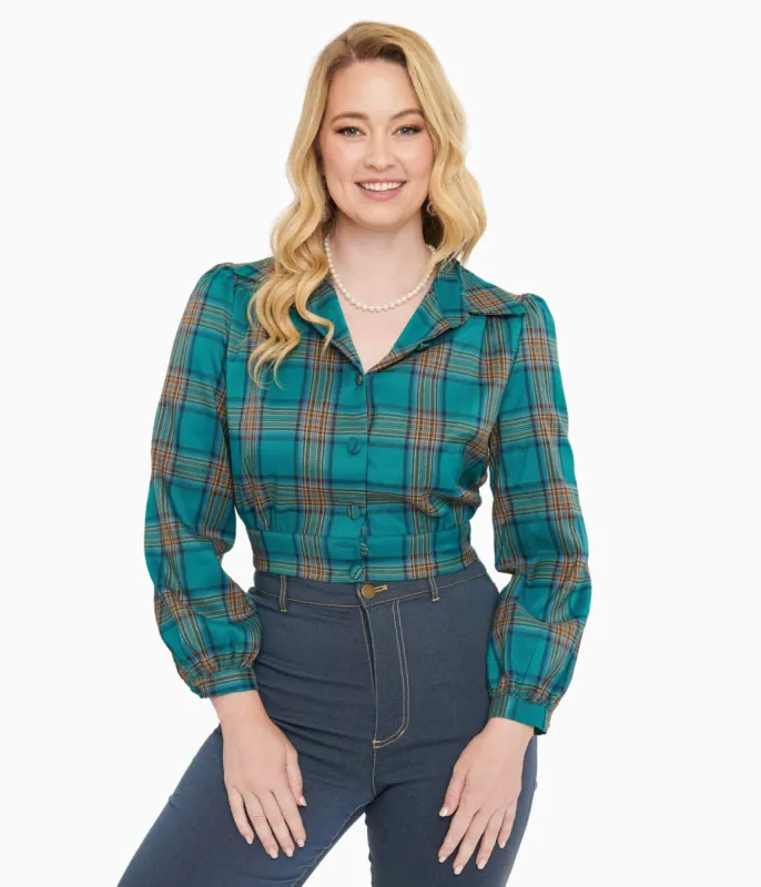 Green Plaid Rosie Bomber Jacket sold by Unique Vintage
