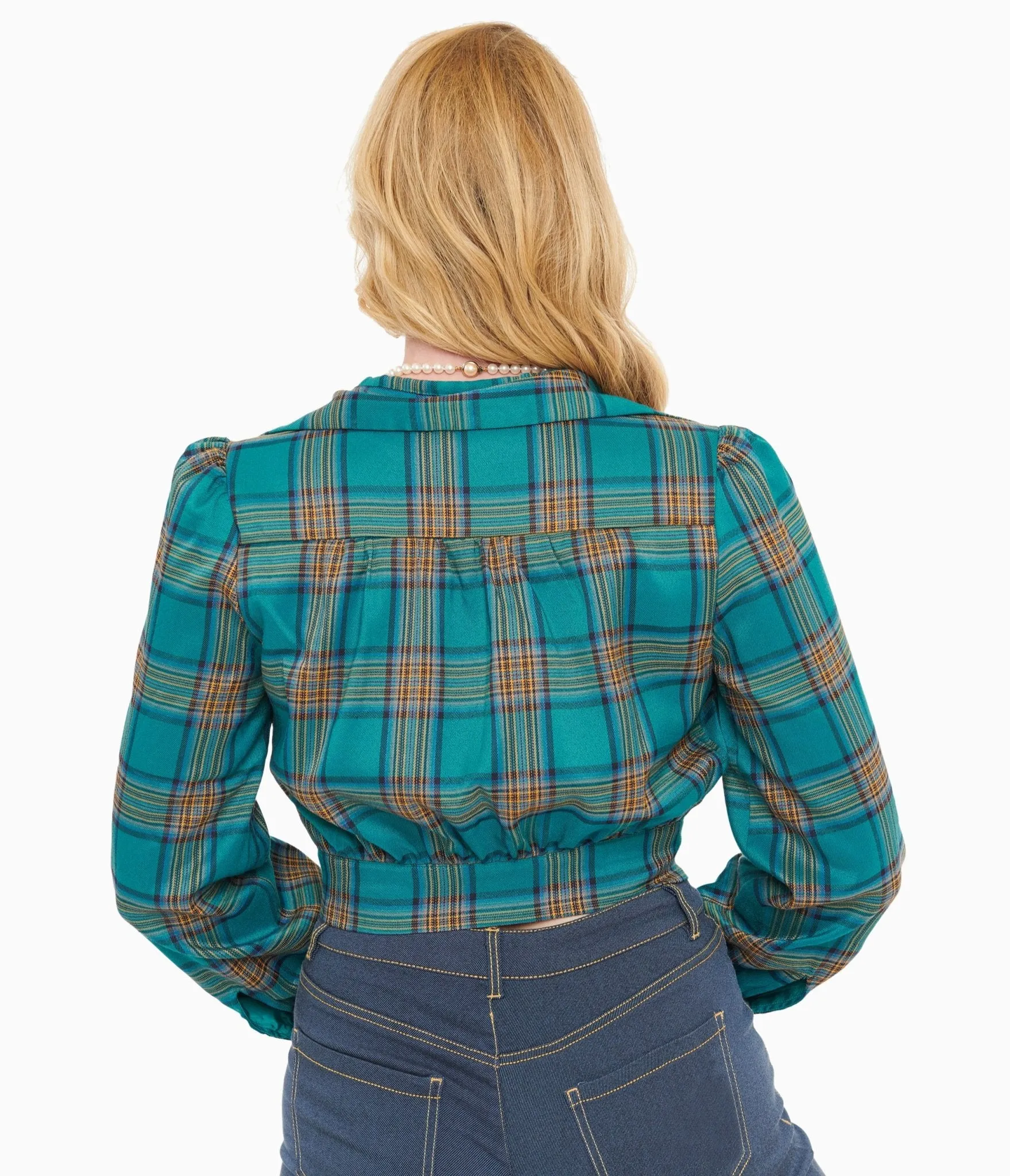 Green Plaid Rosie Bomber Jacket sold by Unique Vintage product image thumbnail 2