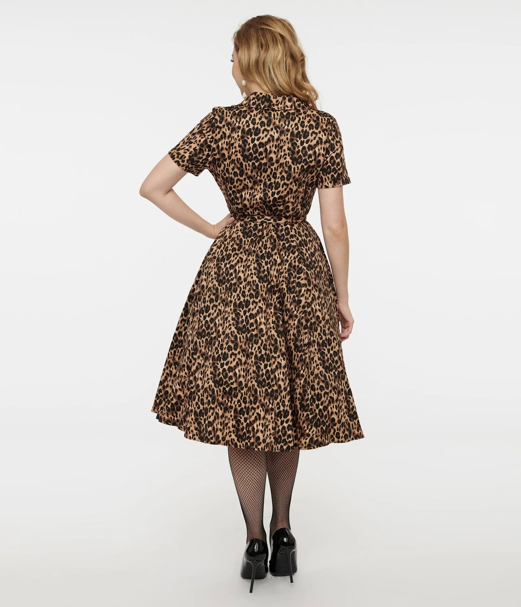 1950s Cheetah Girl Belted Swing Dress sold by Unique Vintage product image thumbnail 2