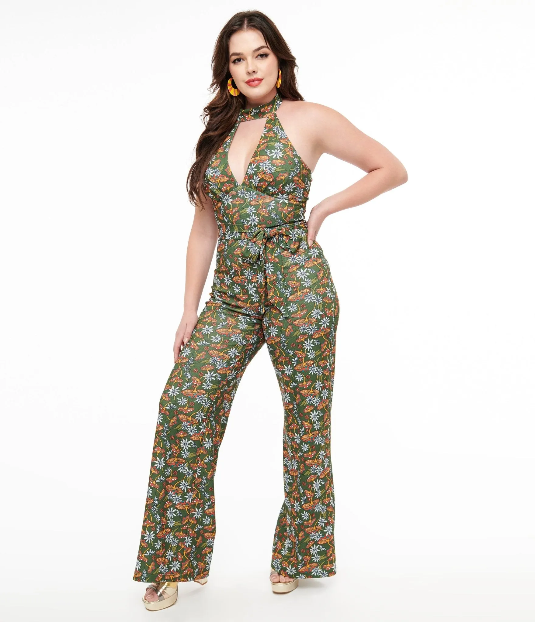 Smak Parlour 1960s Green & Orange Mushroom Glamour Goddess Jumpsuit sold by Unique Vintage product image thumbnail 3