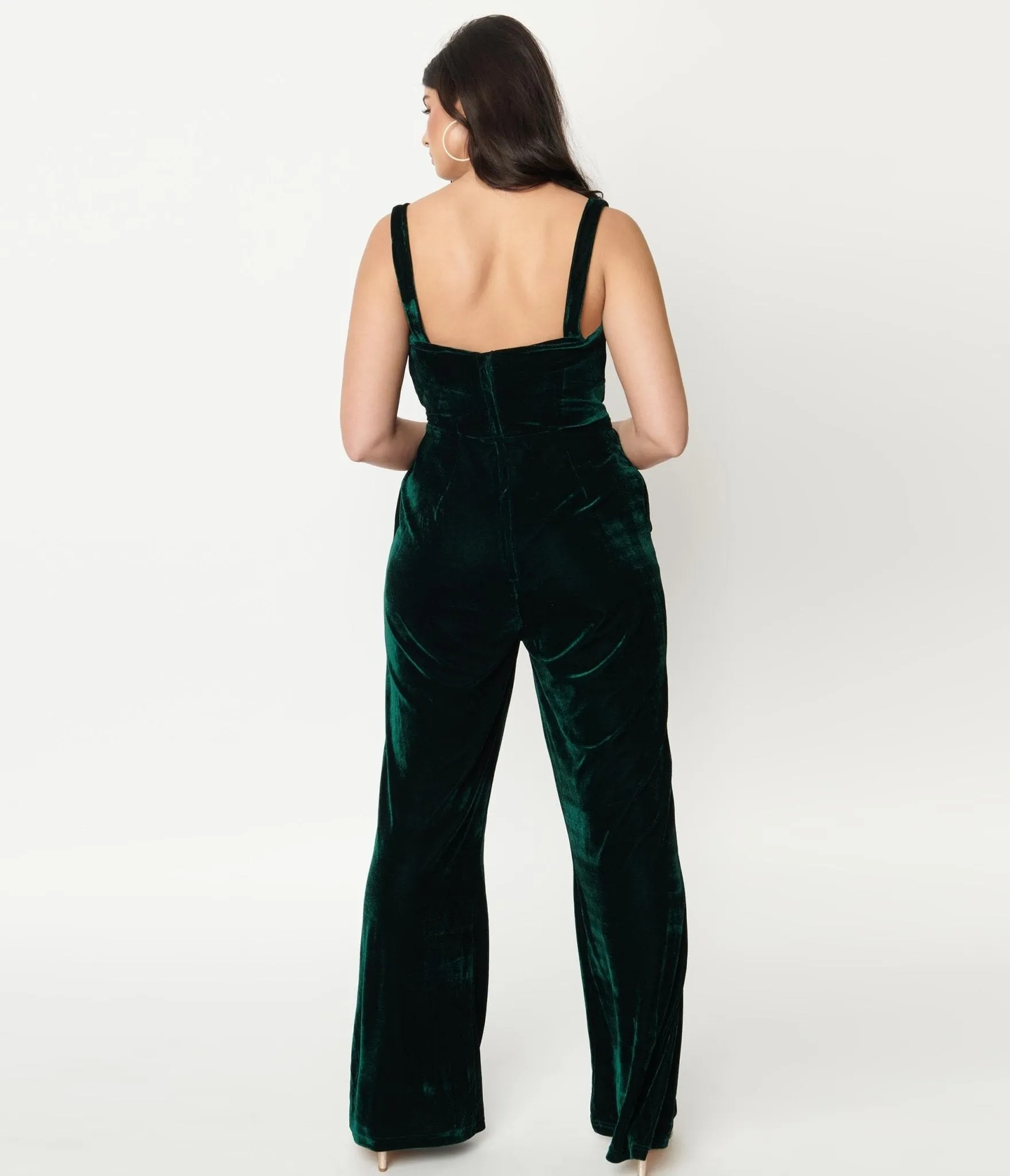 Collectif Emerald Velvet Joan Jumpsuit sold by Unique Vintage product image thumbnail 2