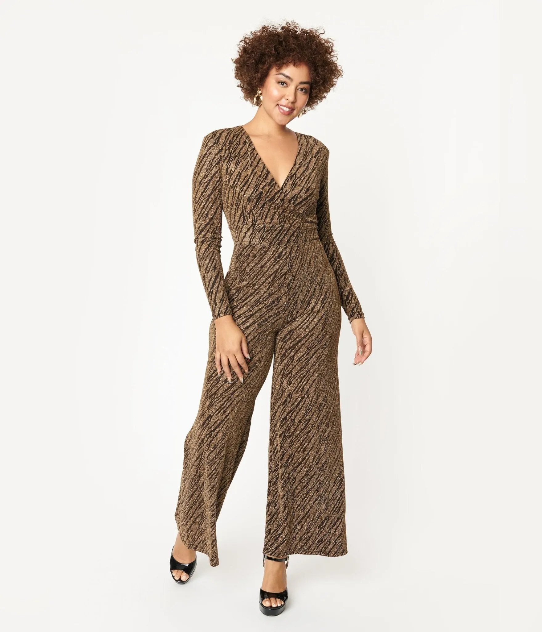 Gold & Black Zebra Stripe Jumpsuit sold by Unique Vintage product image thumbnail 5