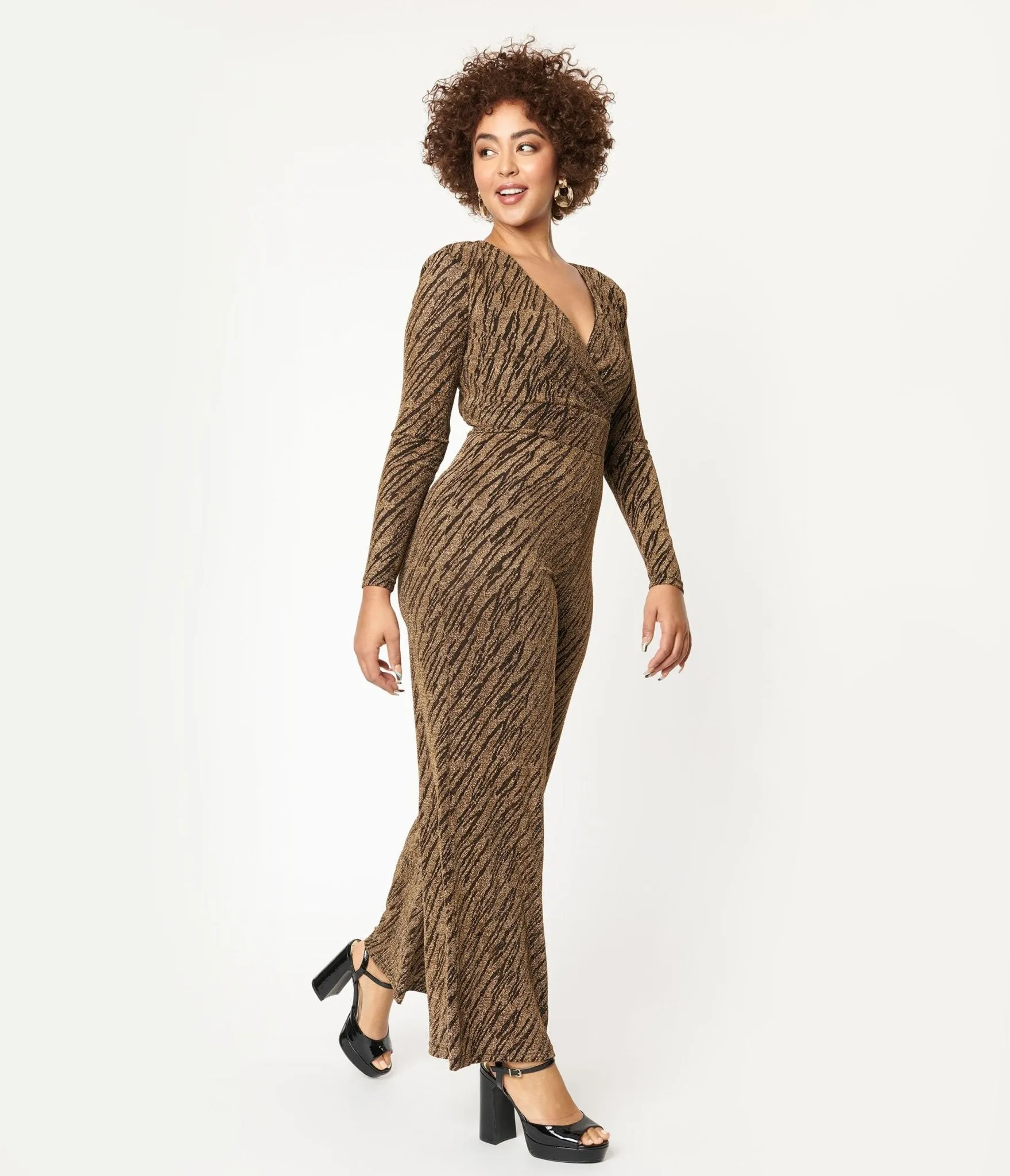 Gold & Black Zebra Stripe Jumpsuit sold by Unique Vintage product image thumbnail 3