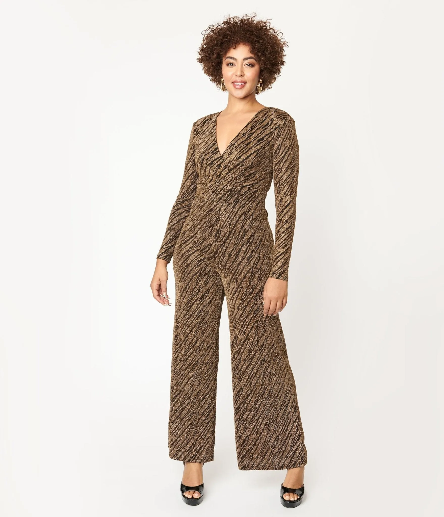 Gold & Black Zebra Stripe Jumpsuit sold by Unique Vintage product image thumbnail 4