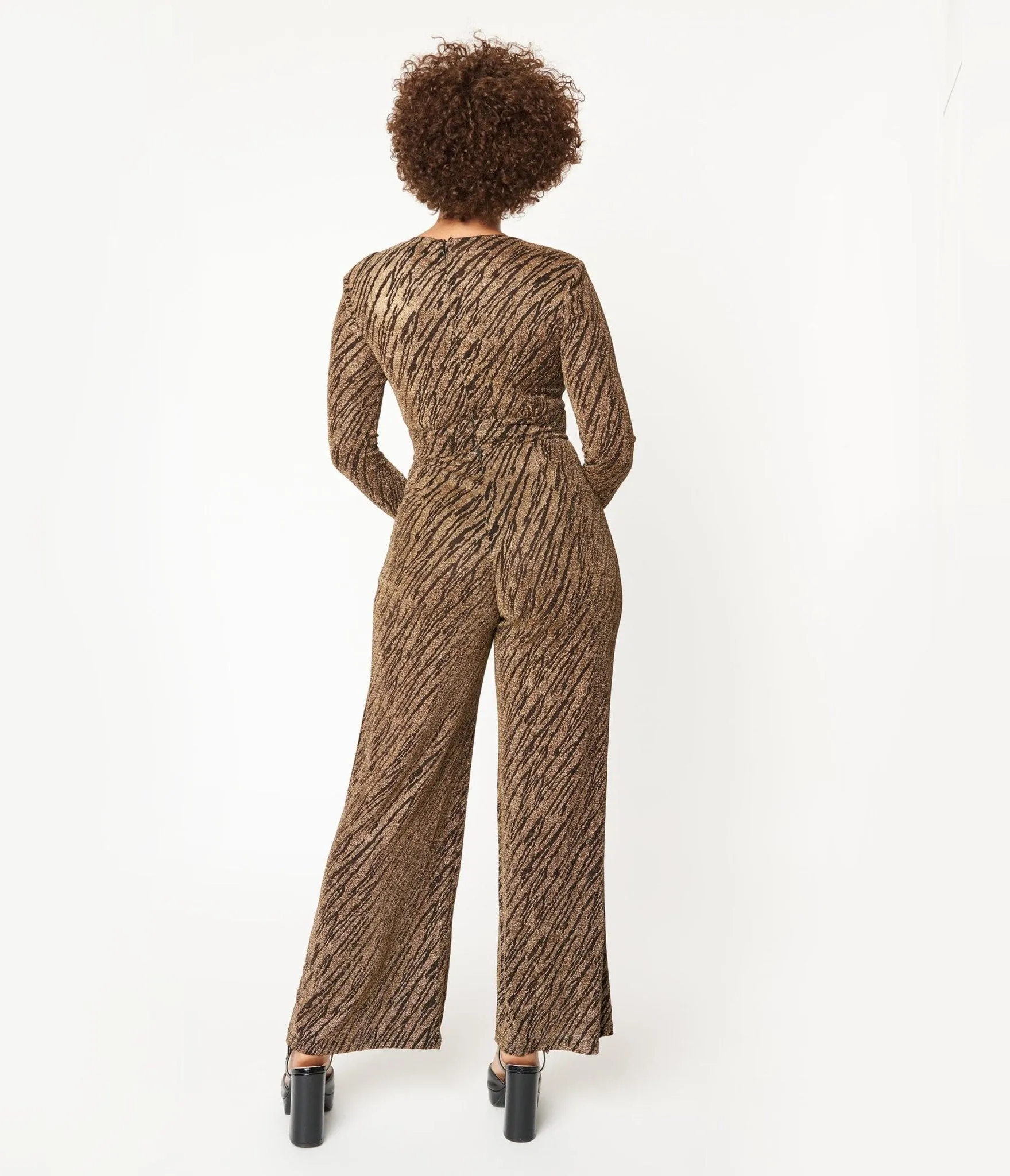 Gold & Black Zebra Stripe Jumpsuit sold by Unique Vintage product image thumbnail 2