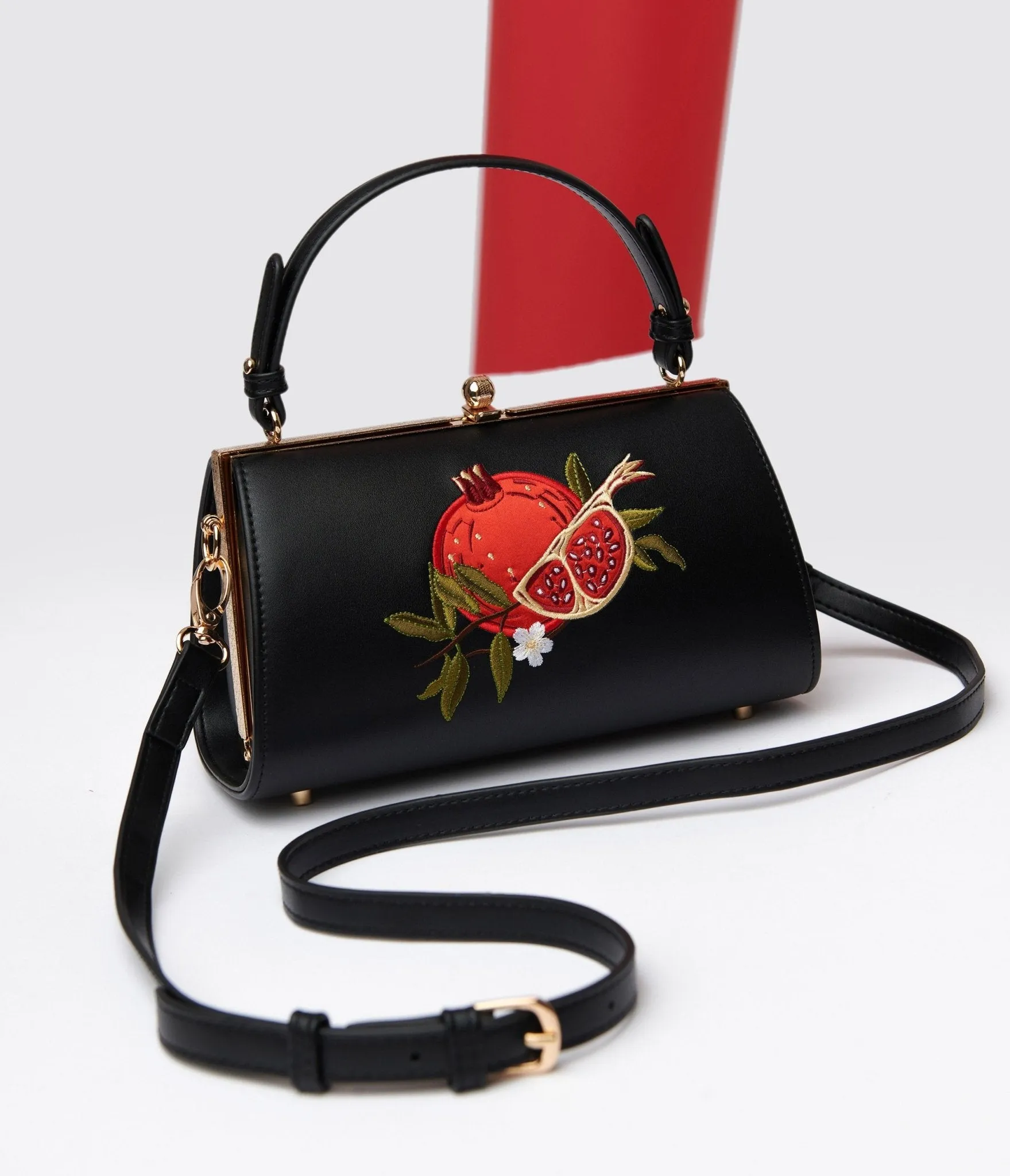 Banned 1950s Black & Red Pomegranate Handbag sold by Unique Vintage product image thumbnail 3