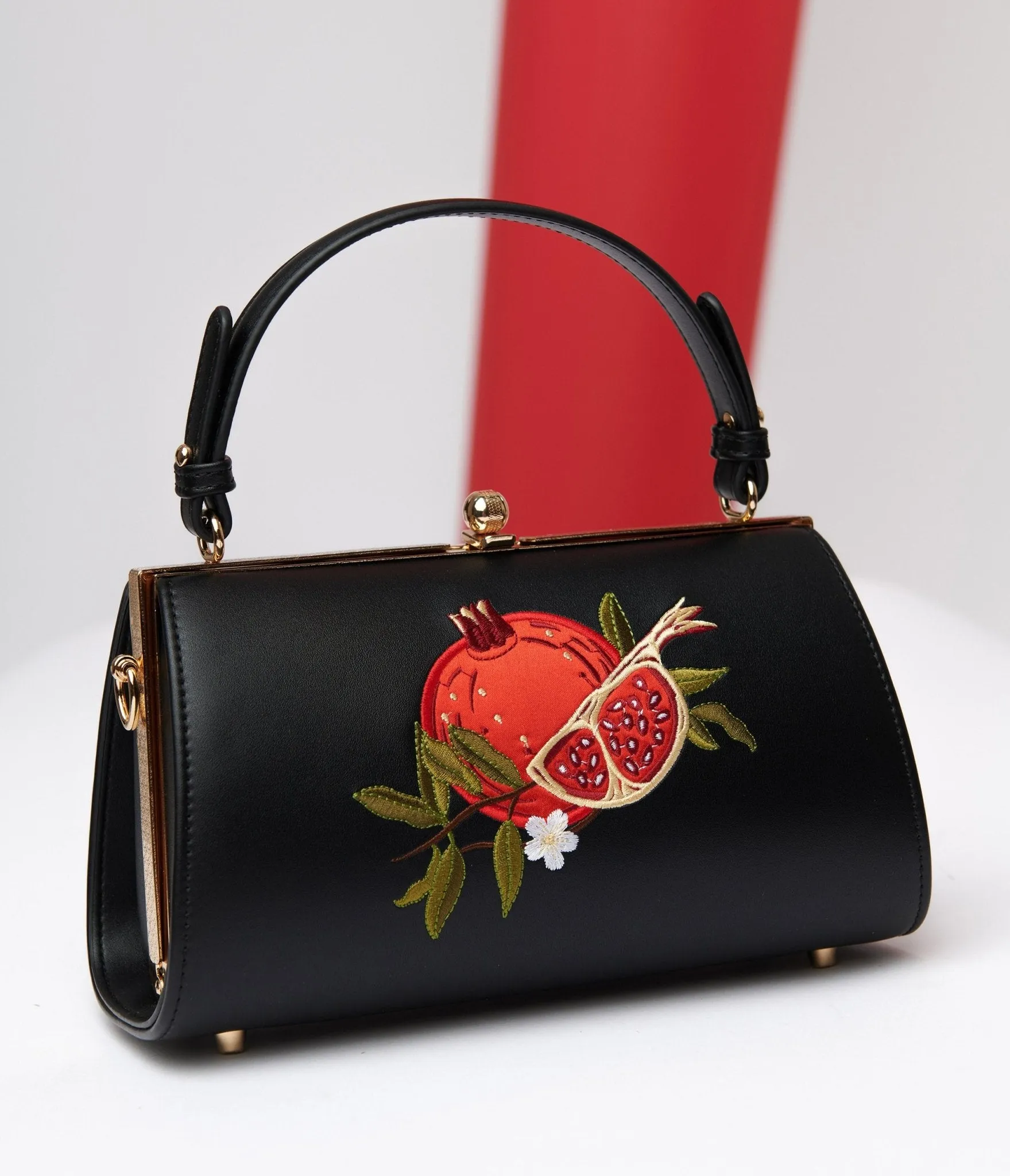 Banned 1950s Black & Red Pomegranate Handbag sold by Unique Vintage