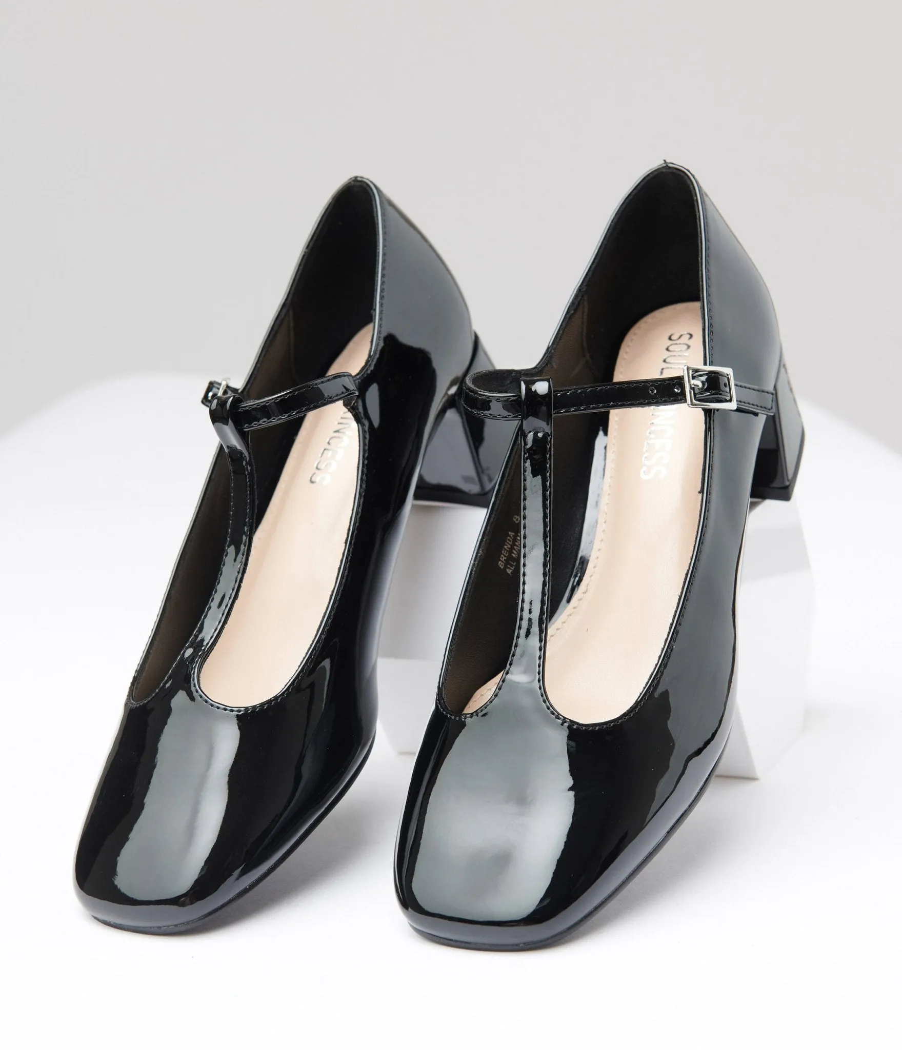 1920s Black Patent Leatherette T-Strap Heels sold by Unique Vintage product image thumbnail 3