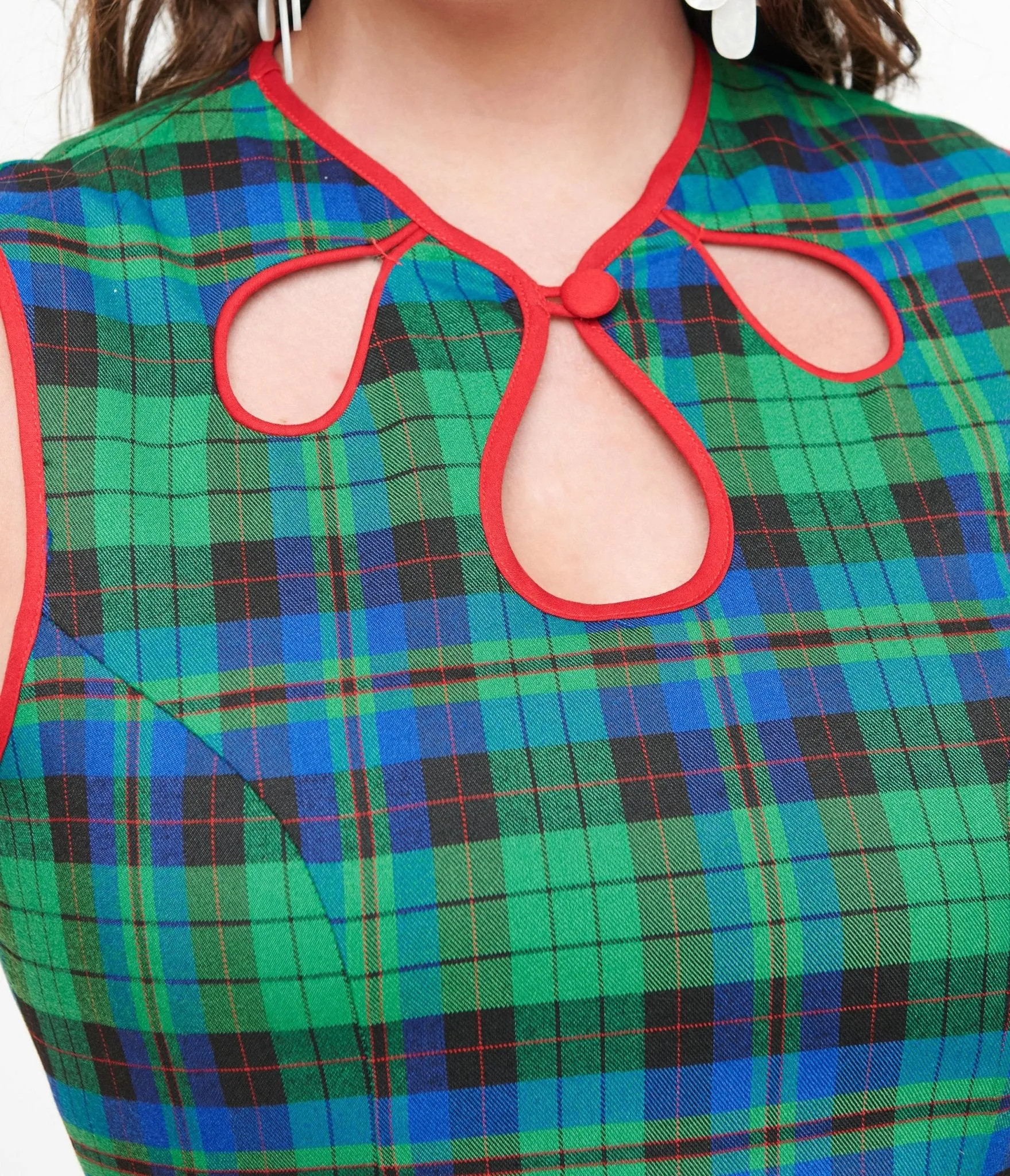 Banned 1950s Green & Blue Check Swing Dress sold by Unique Vintage product image thumbnail 2