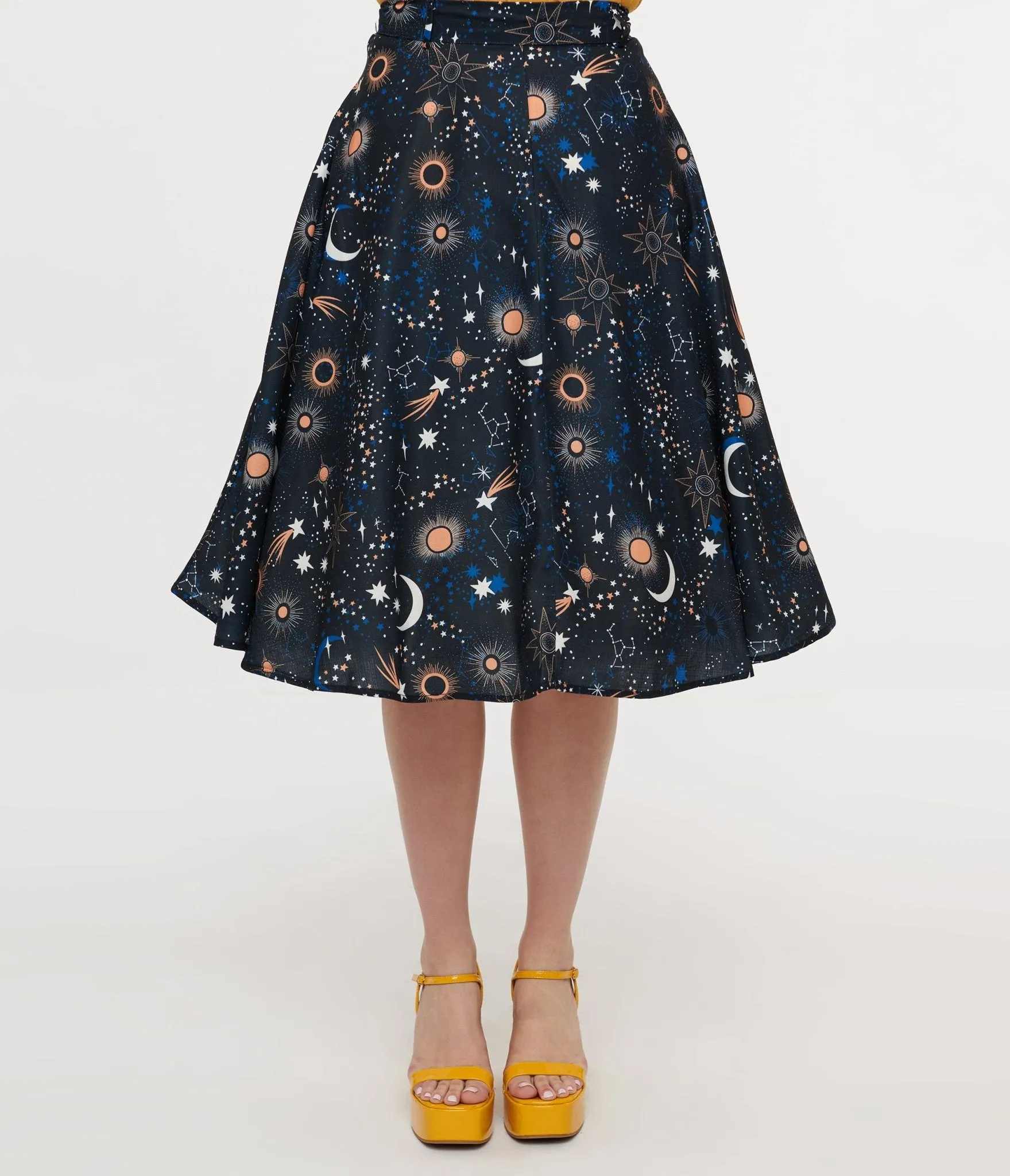 1950s Black Celestial Galaxy Print Swing Skirt sold by Unique Vintage product image thumbnail 2