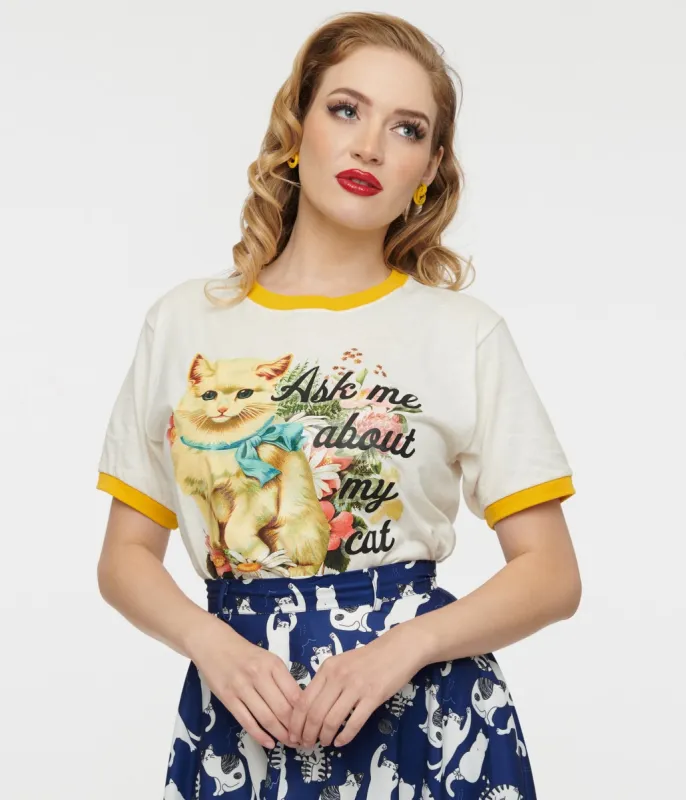 Ask Me About My Cat Unisex Ringer Tee sold by Unique Vintage