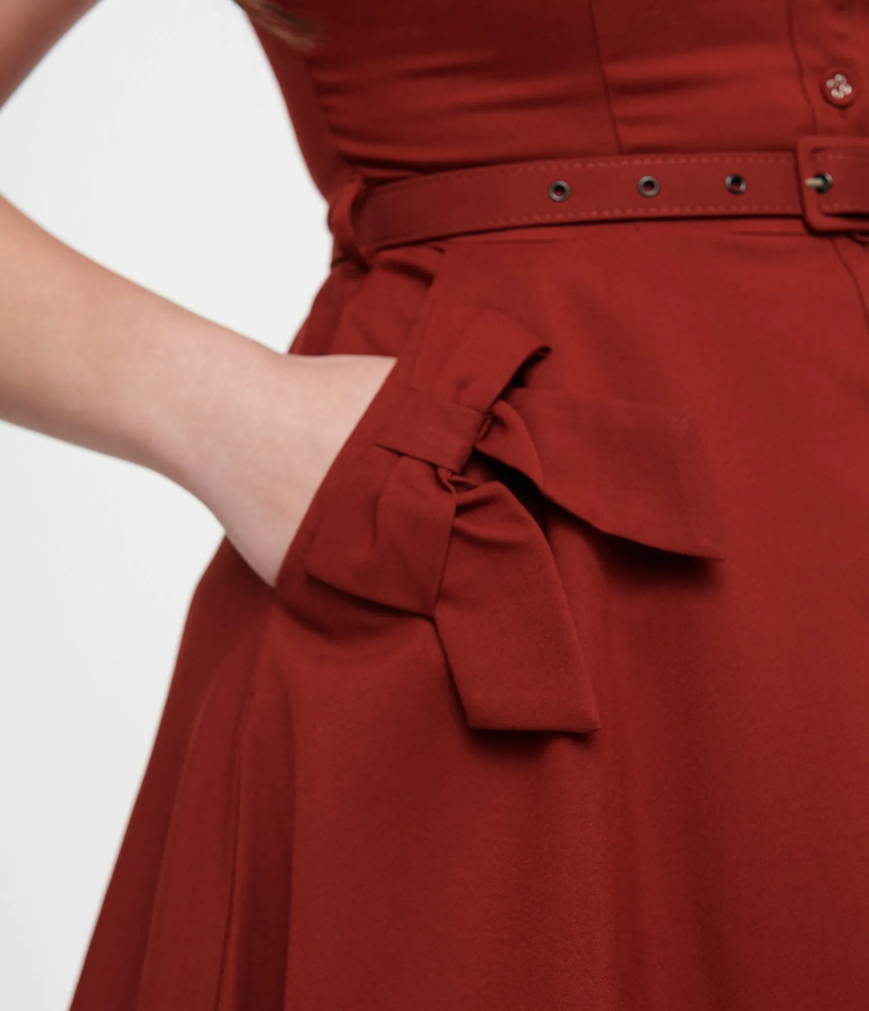 Voodoo Vixen 1950s Burgundy Bow Fit & Flare Dress sold by Unique Vintage product image thumbnail 2