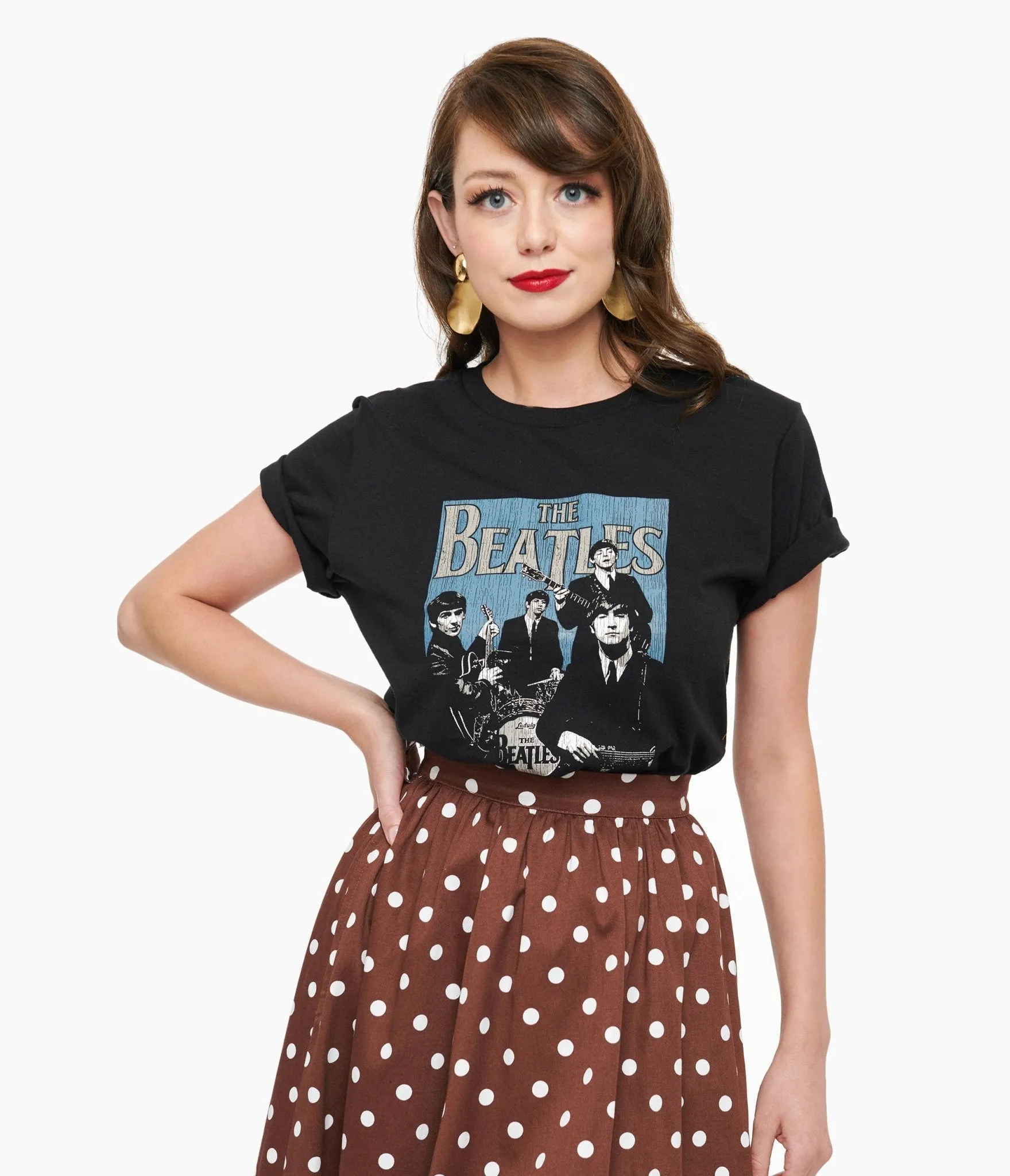 Beatles Band Fitted Cotton Graphic Tee sold by Unique Vintage