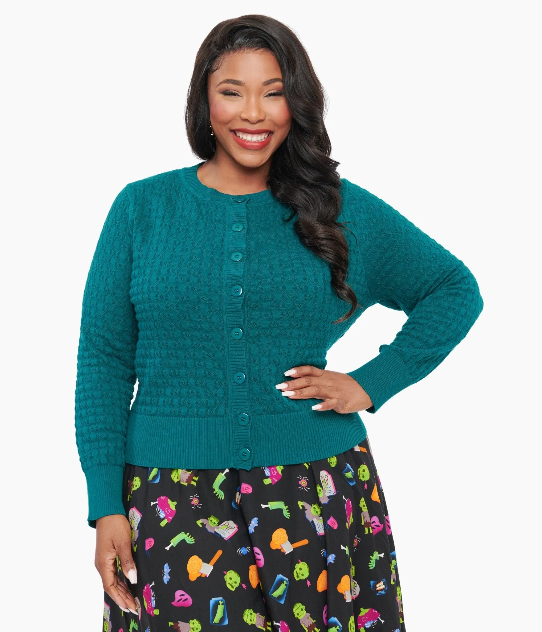 Banned Plus Size 1950s Green Katie Cardigan sold by Unique Vintage product image thumbnail 3