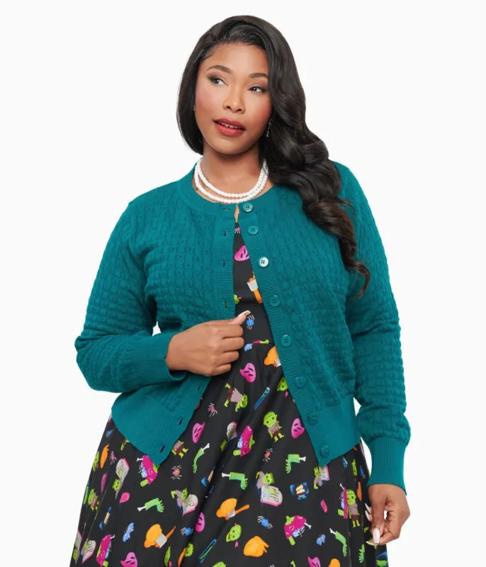 Banned Plus Size 1950s Green Katie Cardigan sold by Unique Vintage