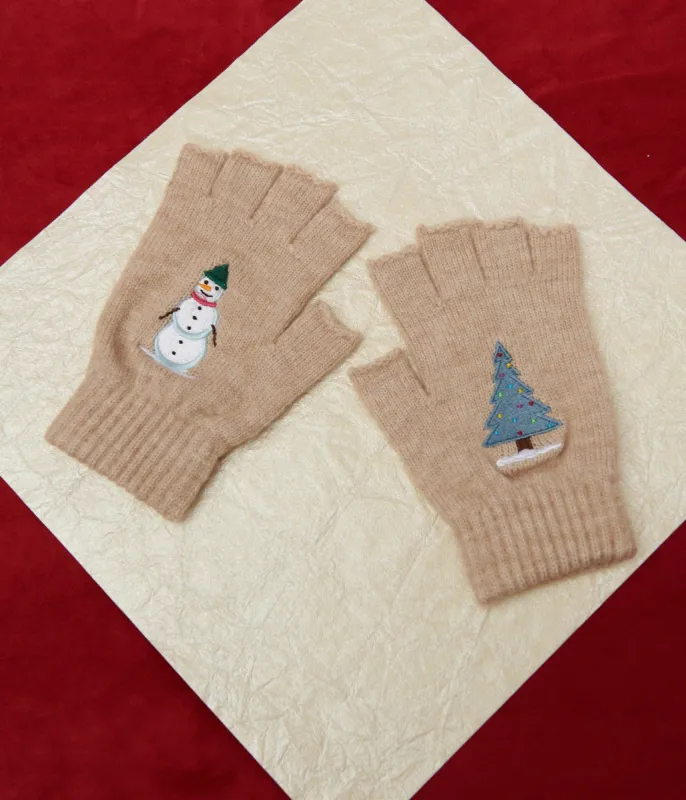 Banned Cream Snow Season Fingerless Gloves sold by Unique Vintage