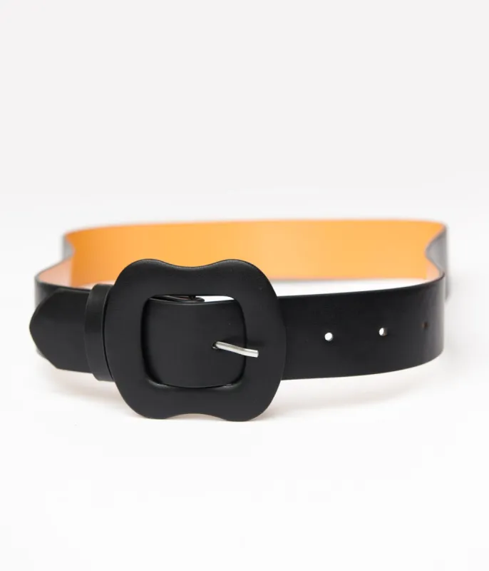 Banned 1950s Black Leatherette Rosalie Belt sold by Unique Vintage