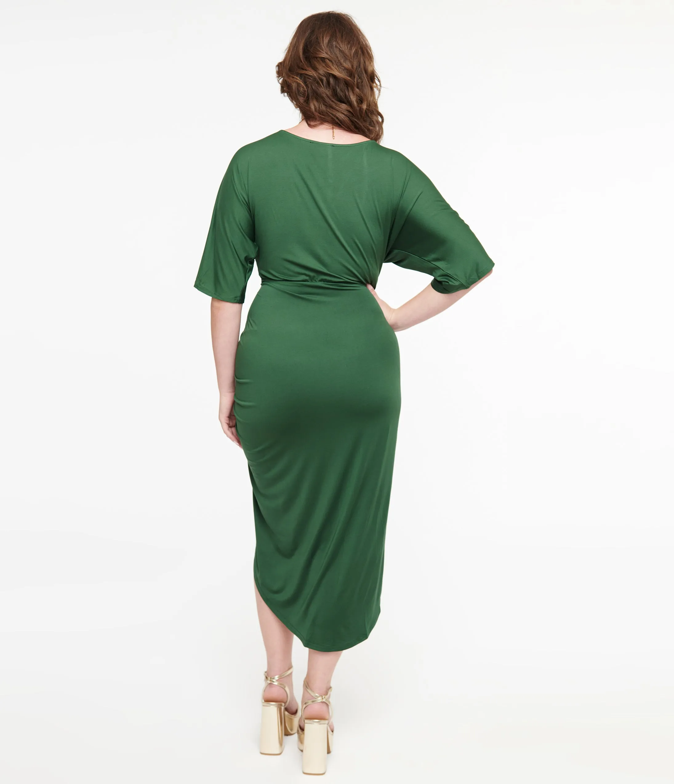 Hunter Green Ruched Pencil Dress sold by Unique Vintage product image thumbnail 2