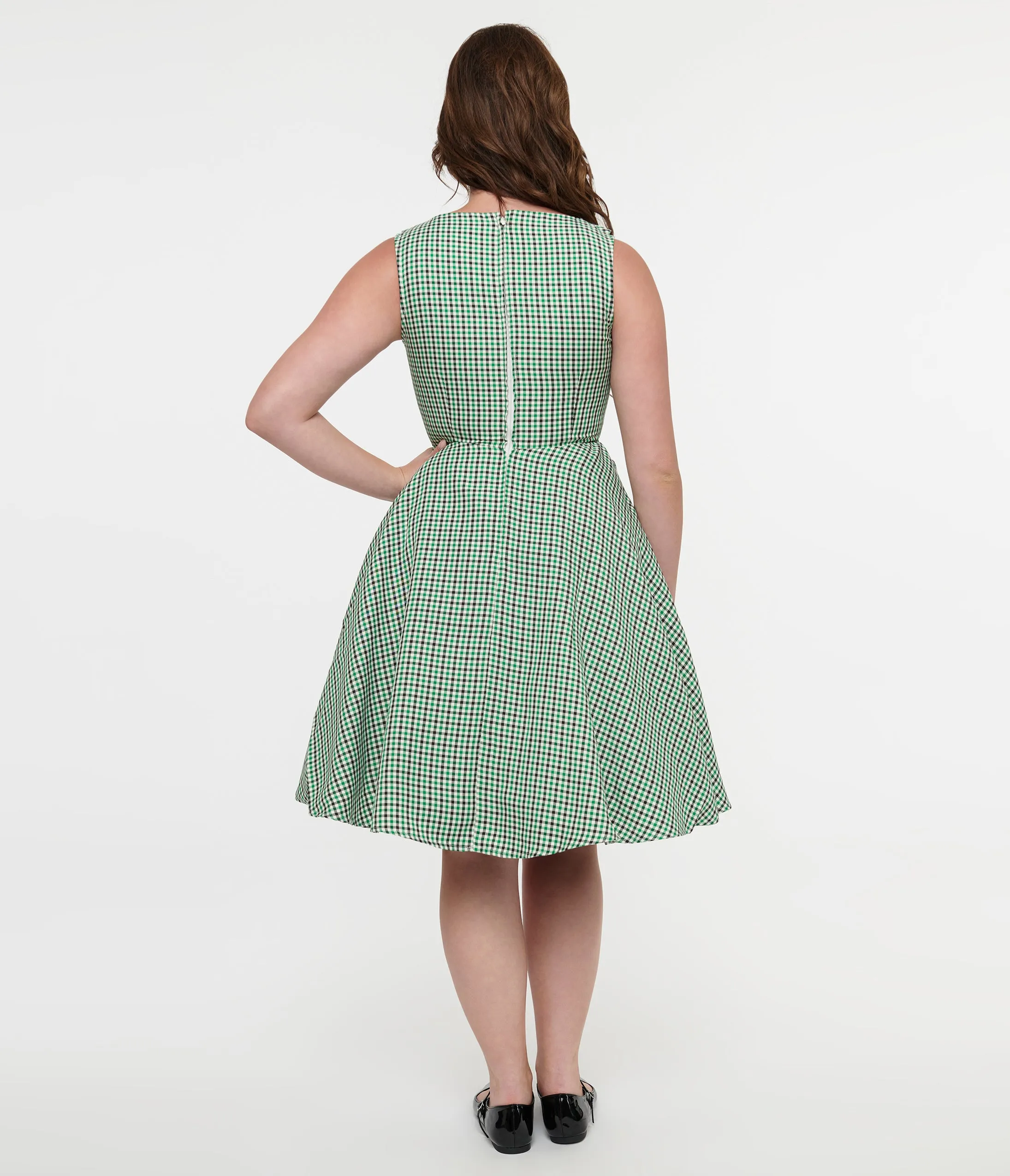 Orchid Bloom 1950s Green & Black Plaid Fit & Flare Dress sold by Unique Vintage product image thumbnail 3