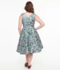 Dolly & Dotty 1950s Navy & Rose Print Grace Swing Dress sold by Unique Vintage