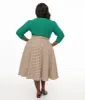 Royal Monk Plus Size 1950s Beige & Black Check Hilda Swing Skirt sold by Unique Vintage