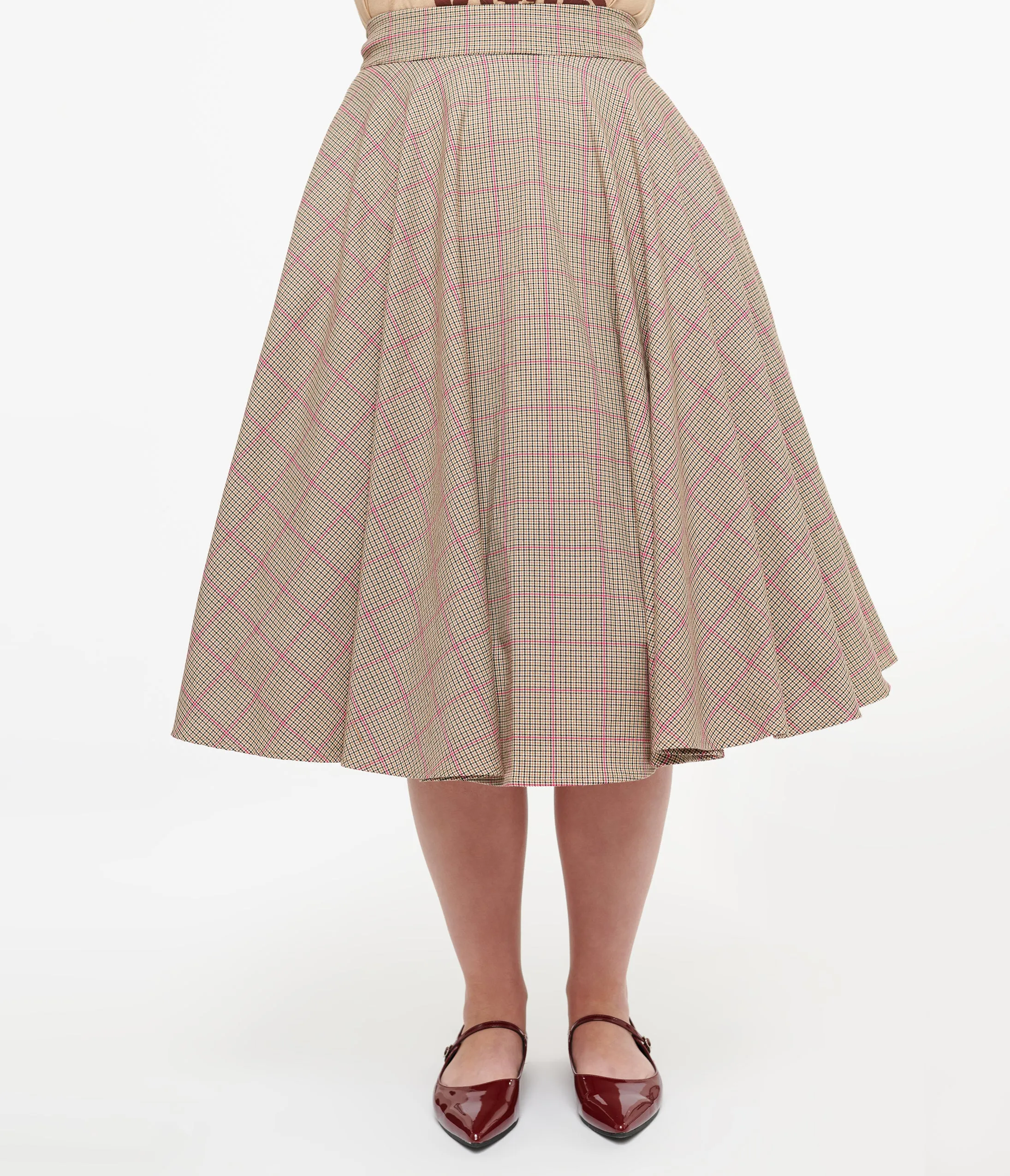 Royal Monk 1950s Pink Check Florence Swing Skirt sold by Unique Vintage product image thumbnail 2