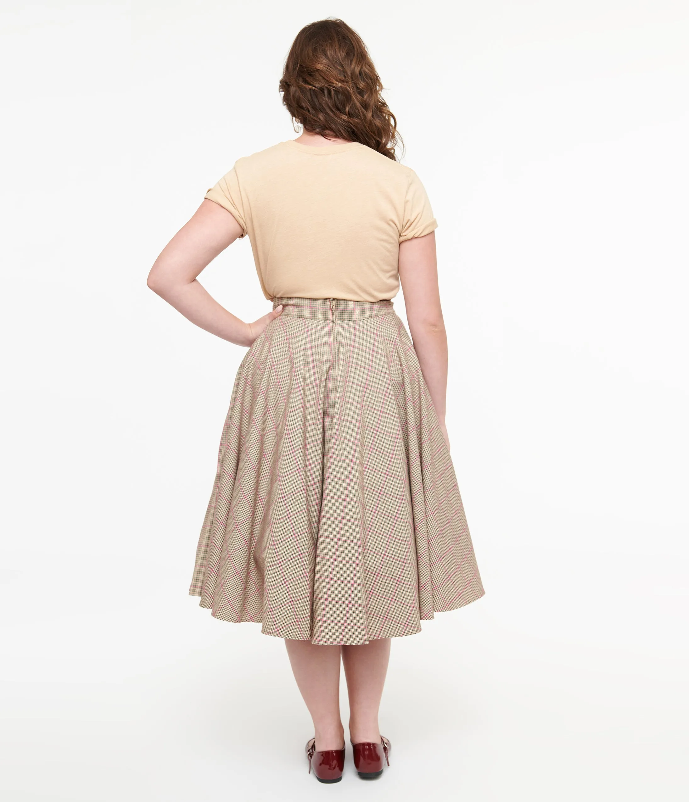 Royal Monk 1950s Pink Check Florence Swing Skirt sold by Unique Vintage product image thumbnail 3