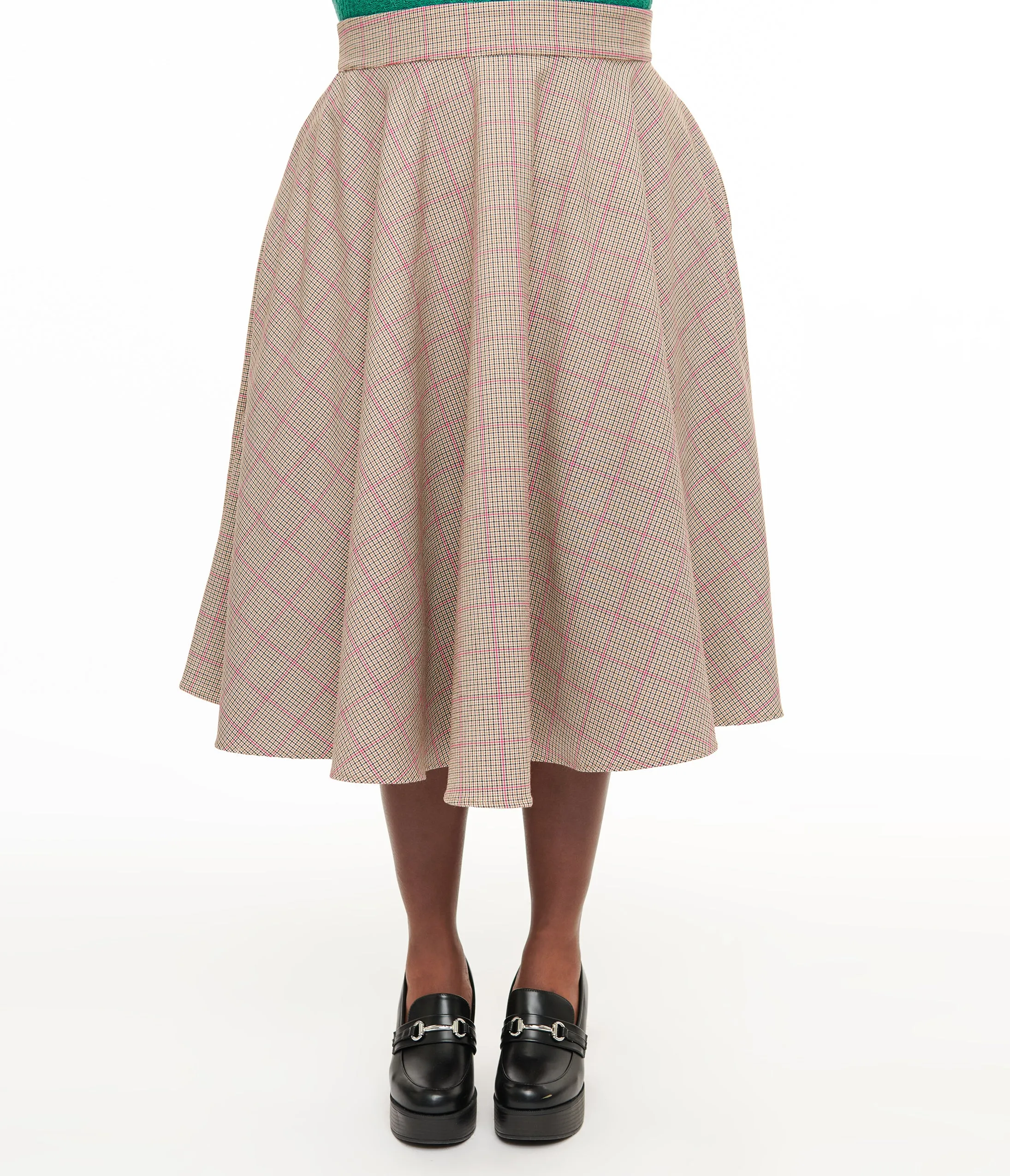 Royal Monk Plus Size 1950s Pink Check Florence Swing Skirt sold by Unique Vintage product image thumbnail 2