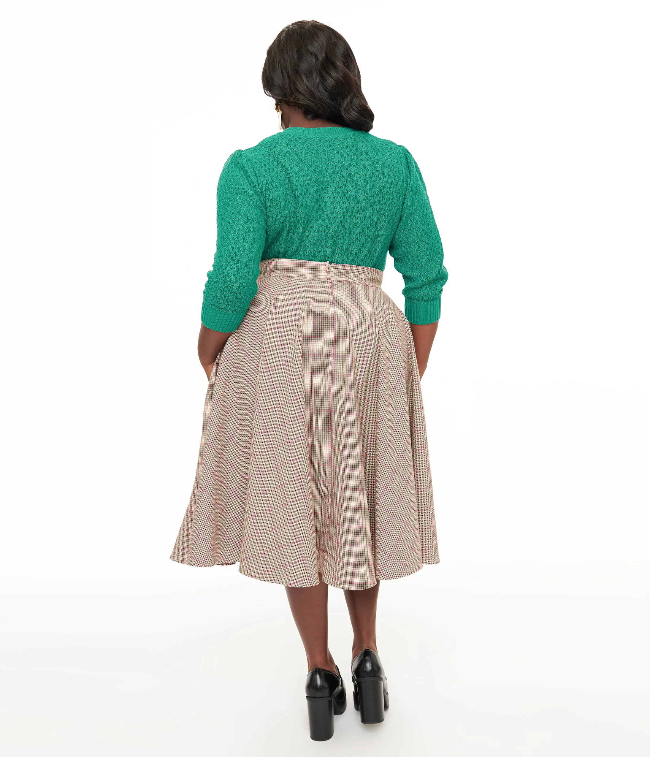 Royal Monk Plus Size 1950s Pink Check Florence Swing Skirt sold by Unique Vintage product image thumbnail 3