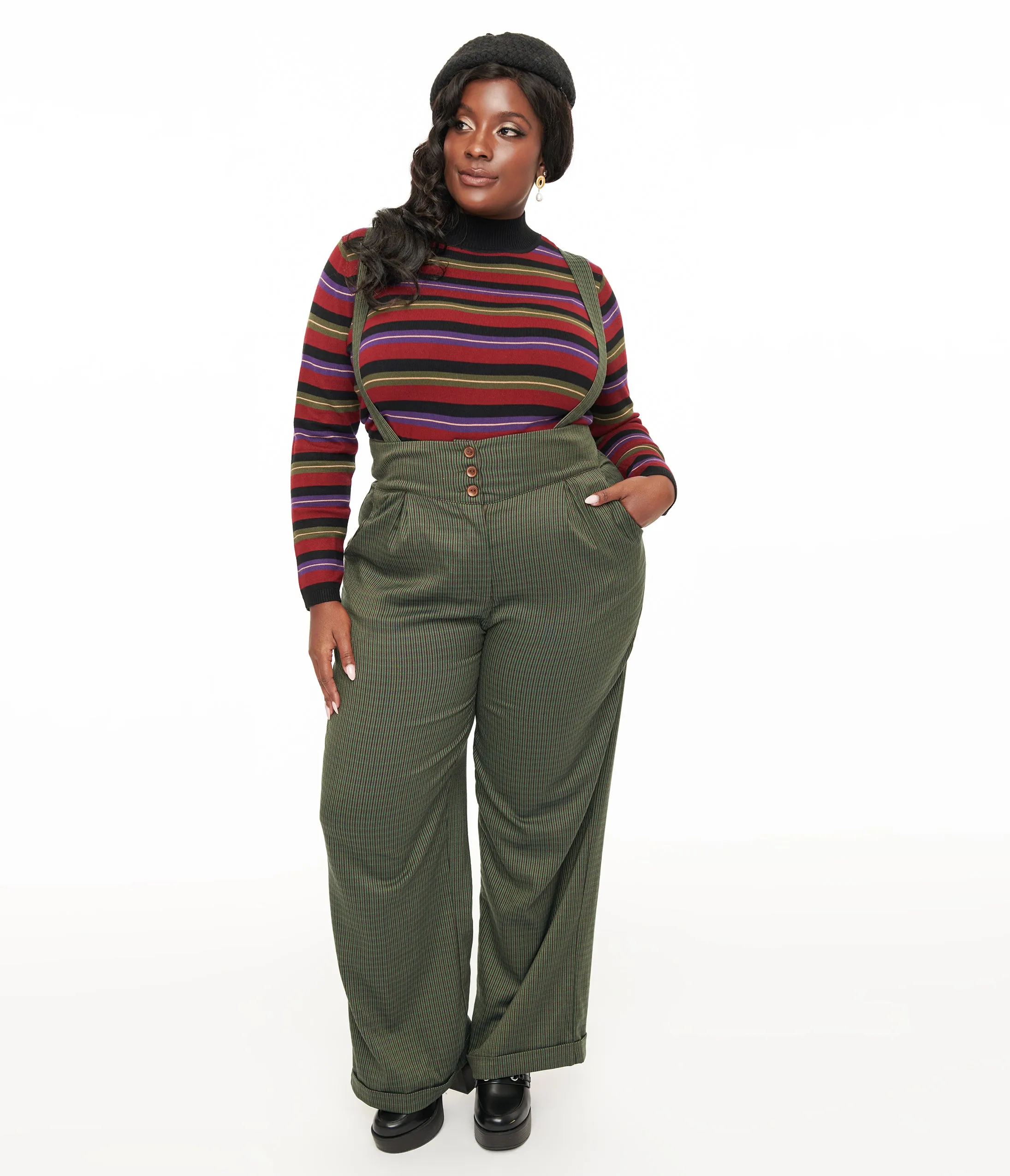 Royal Monk Plus Size 1940s Green Check Jenny Trousers sold by Unique Vintage product image thumbnail 3