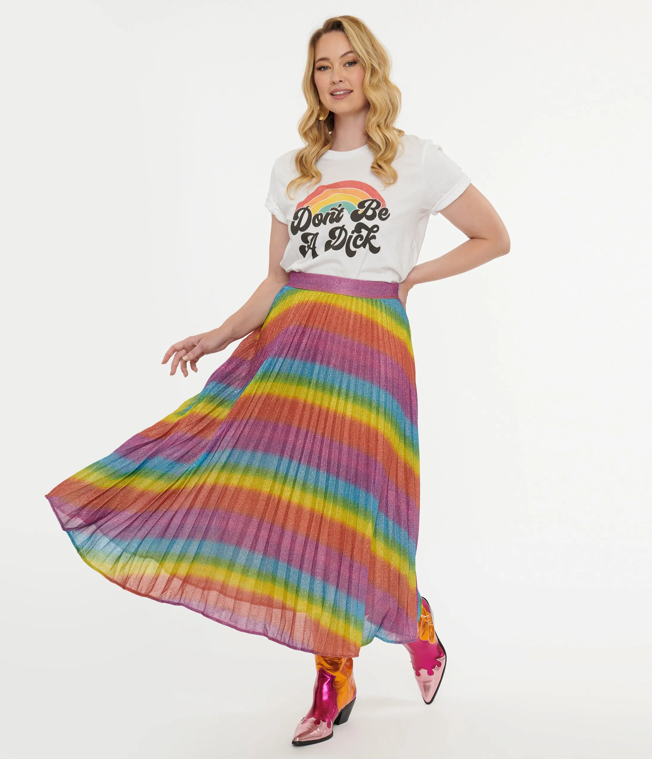 Metallic Rainbow Always Stand Out Midi Skirt sold by Unique Vintage