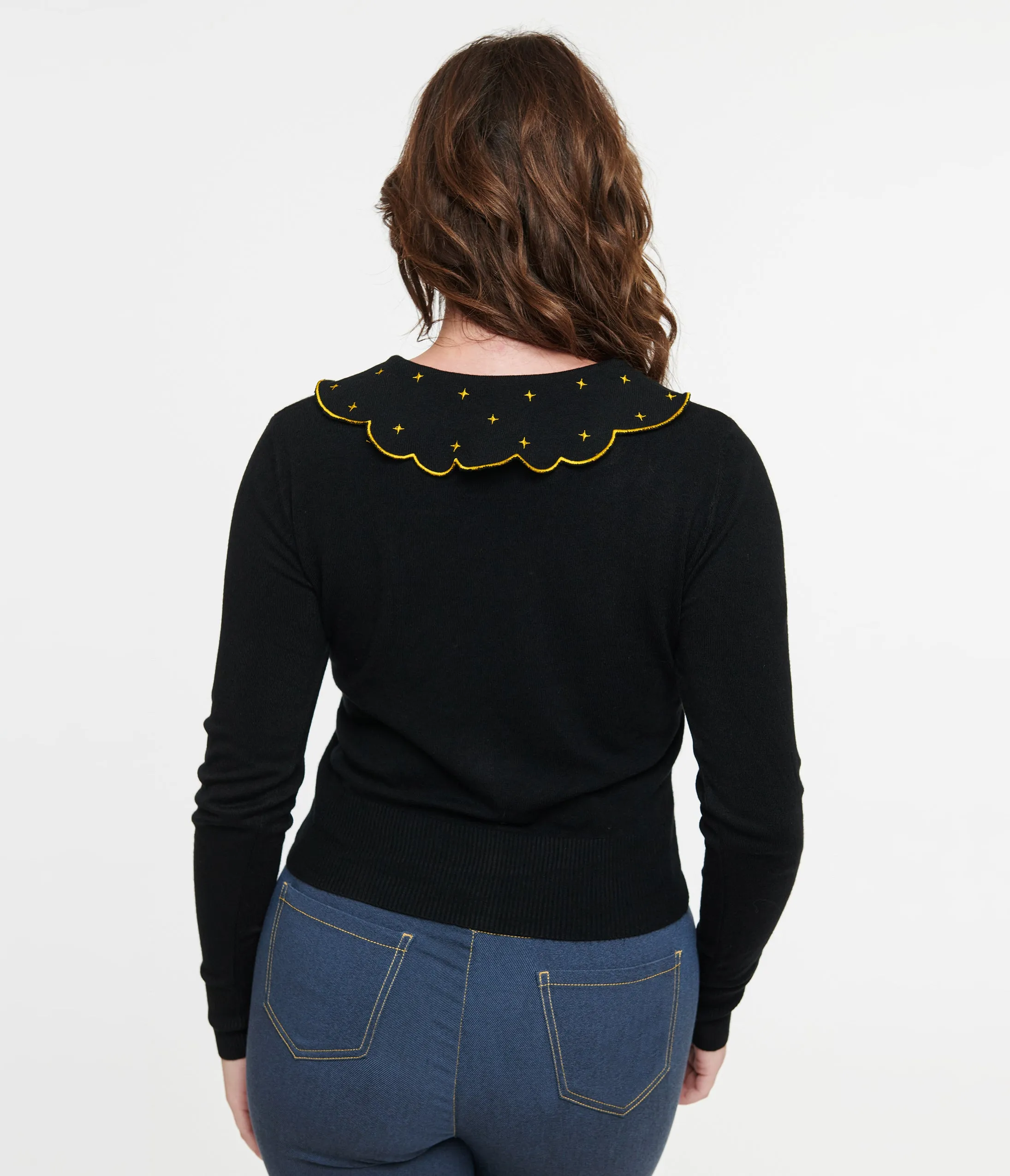 Voodoo Vixen 1950s Black Midnight Mushroom Cardigan sold by Unique Vintage product image thumbnail 2