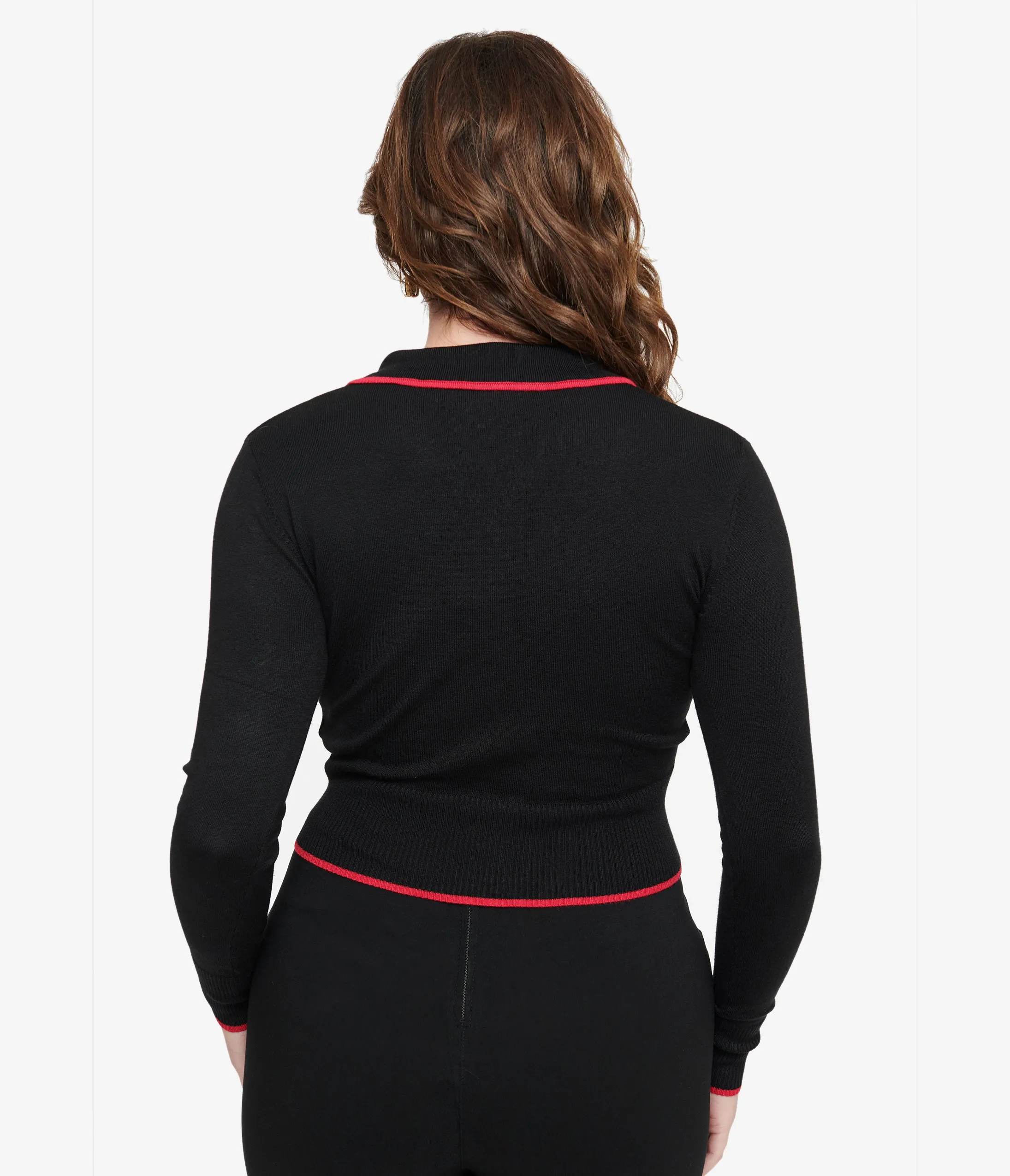 Voodoo Vixen 1950s Black & Red Western Rose Cardigan sold by Unique Vintage product image thumbnail 2