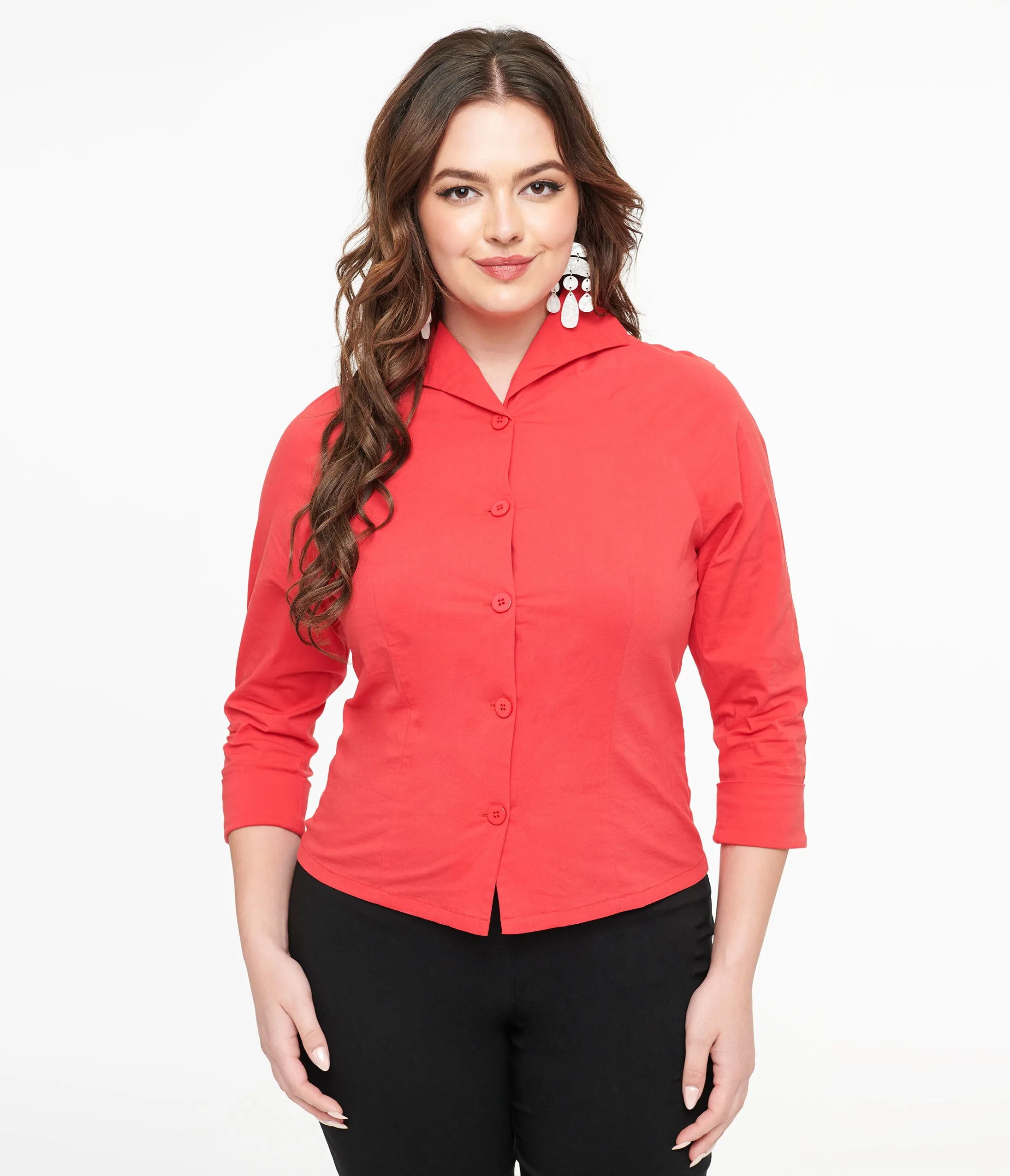 Royal Monk 1950s Red Button Up Celia Blouse sold by Unique Vintage product image thumbnail 3