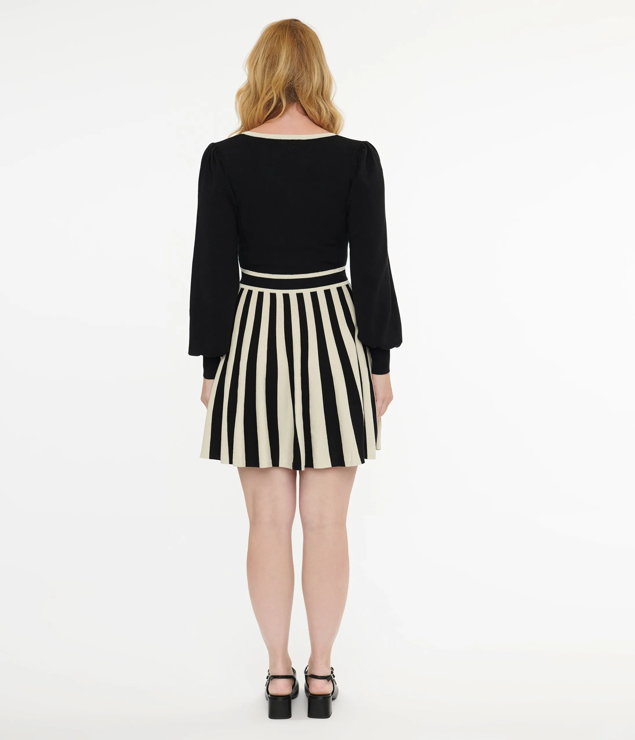 Black & White Stripe Sweater Mini Dress sold by Unique Vintage product image thumbnail 2